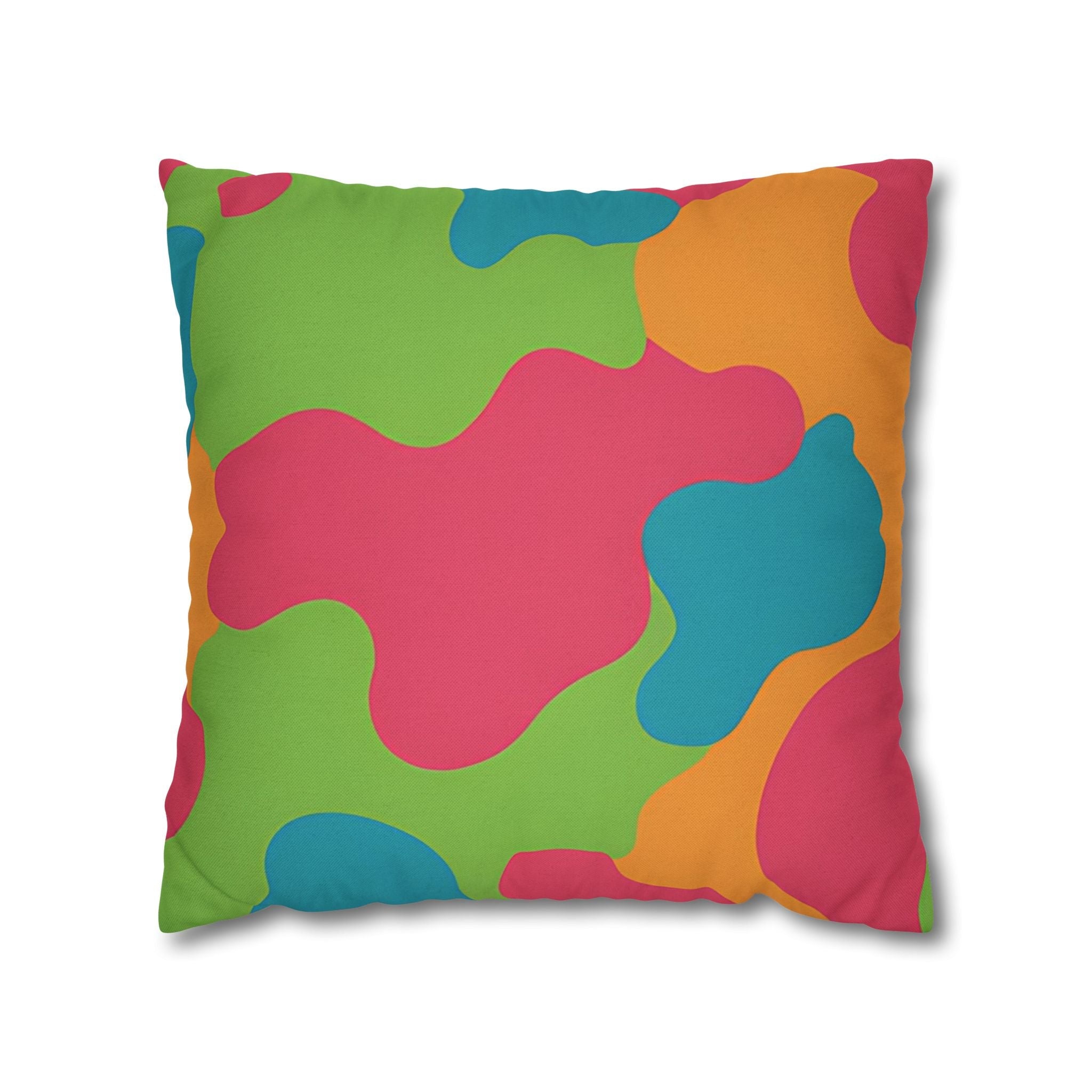 Vibrant Abstract Camo Throw Pillow, Artsulli - Art is Long, Life is Short, Home Decor, Size, 18" × 18", , , , , 89732377800809447573