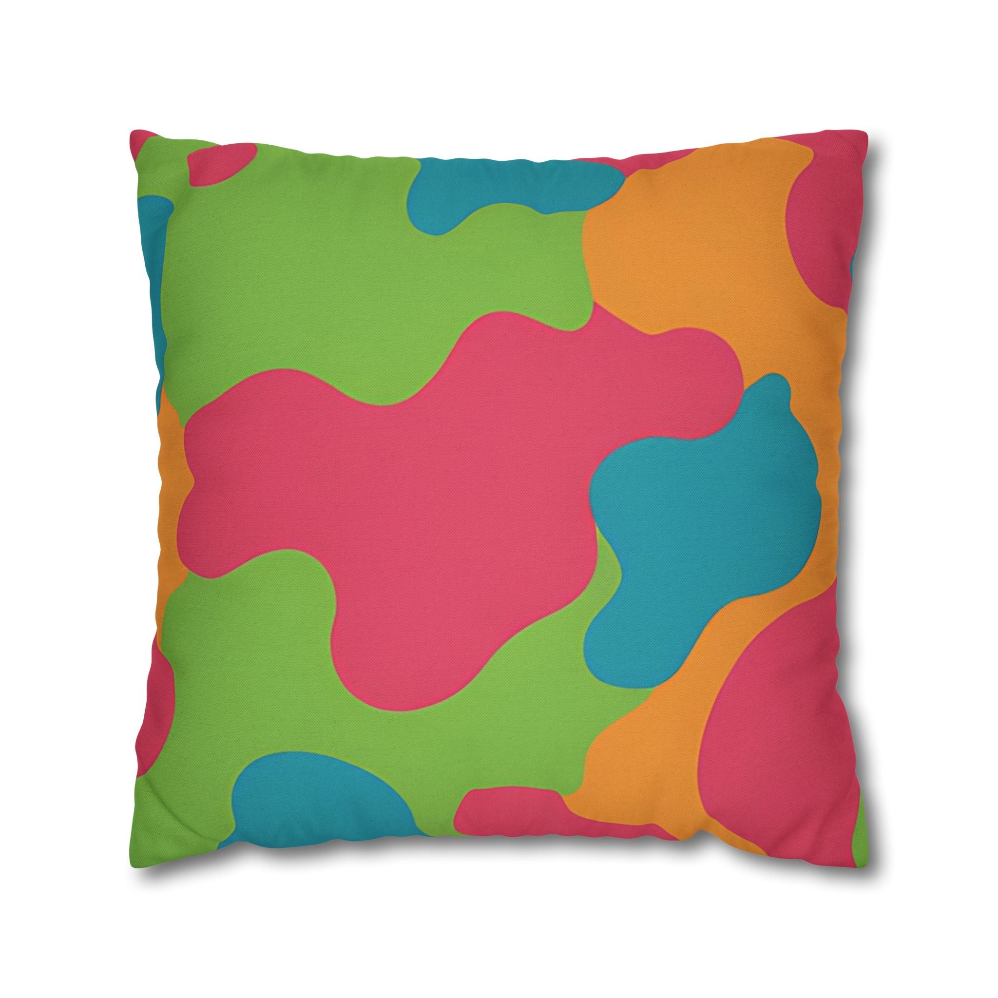 Vibrant Abstract Camo Throw Pillow, Artsulli - Art is Long, Life is Short, Home Decor, Size, 20" × 20", , , , , 23739291660530051537