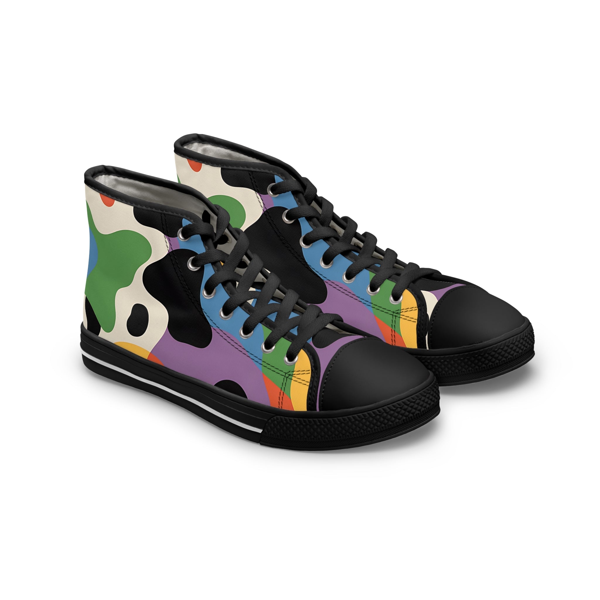 Vibrant Abstract Canvas High Tops, Artsulli - Art is Long, Life is Short, Shoes, Size, US 5.5, Color, Black sole, , , 14313216354643262125