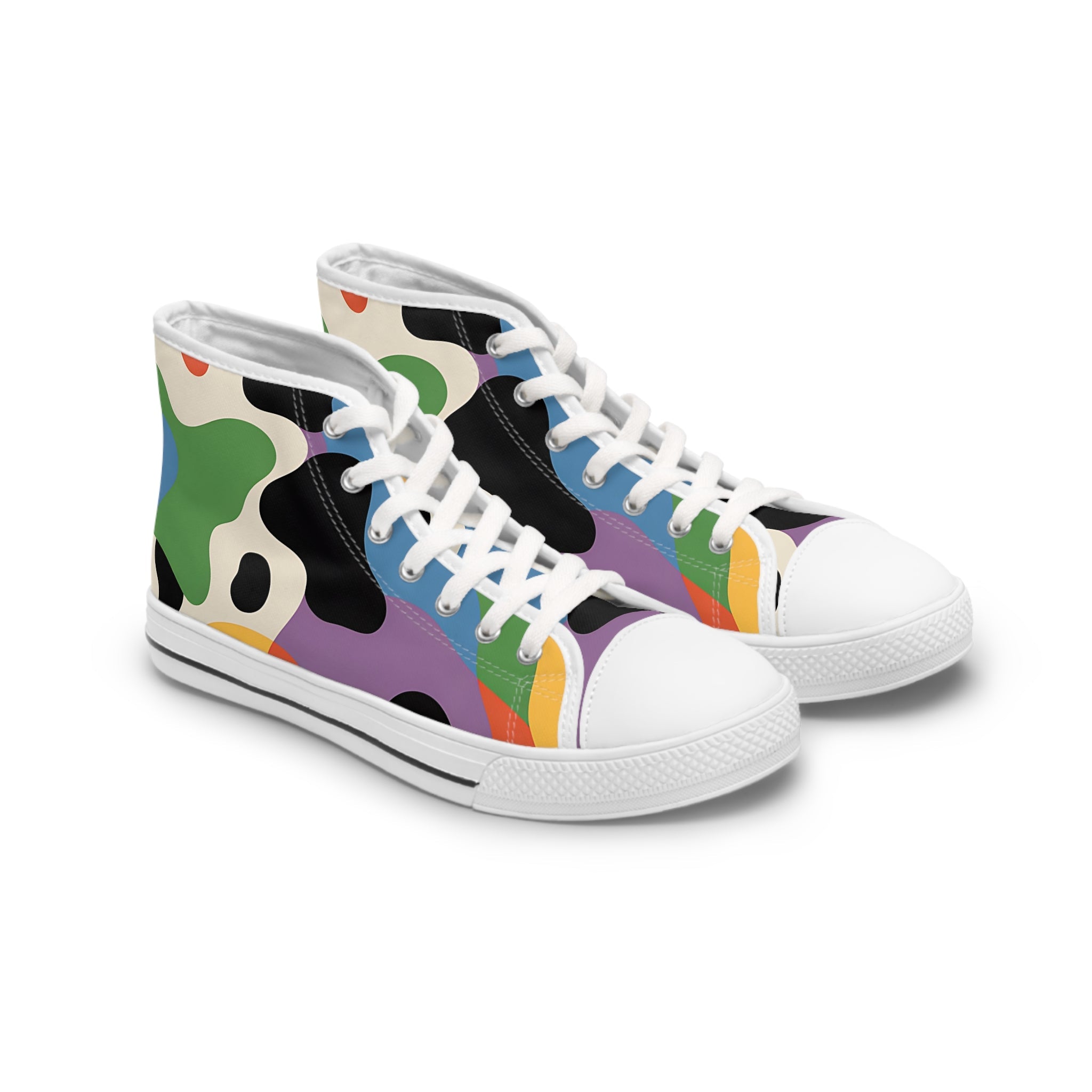Vibrant Abstract Canvas High Tops, Artsulli - Art is Long, Life is Short, Shoes, Size, US 5.5, Color, White sole, , , 22536589071164751156