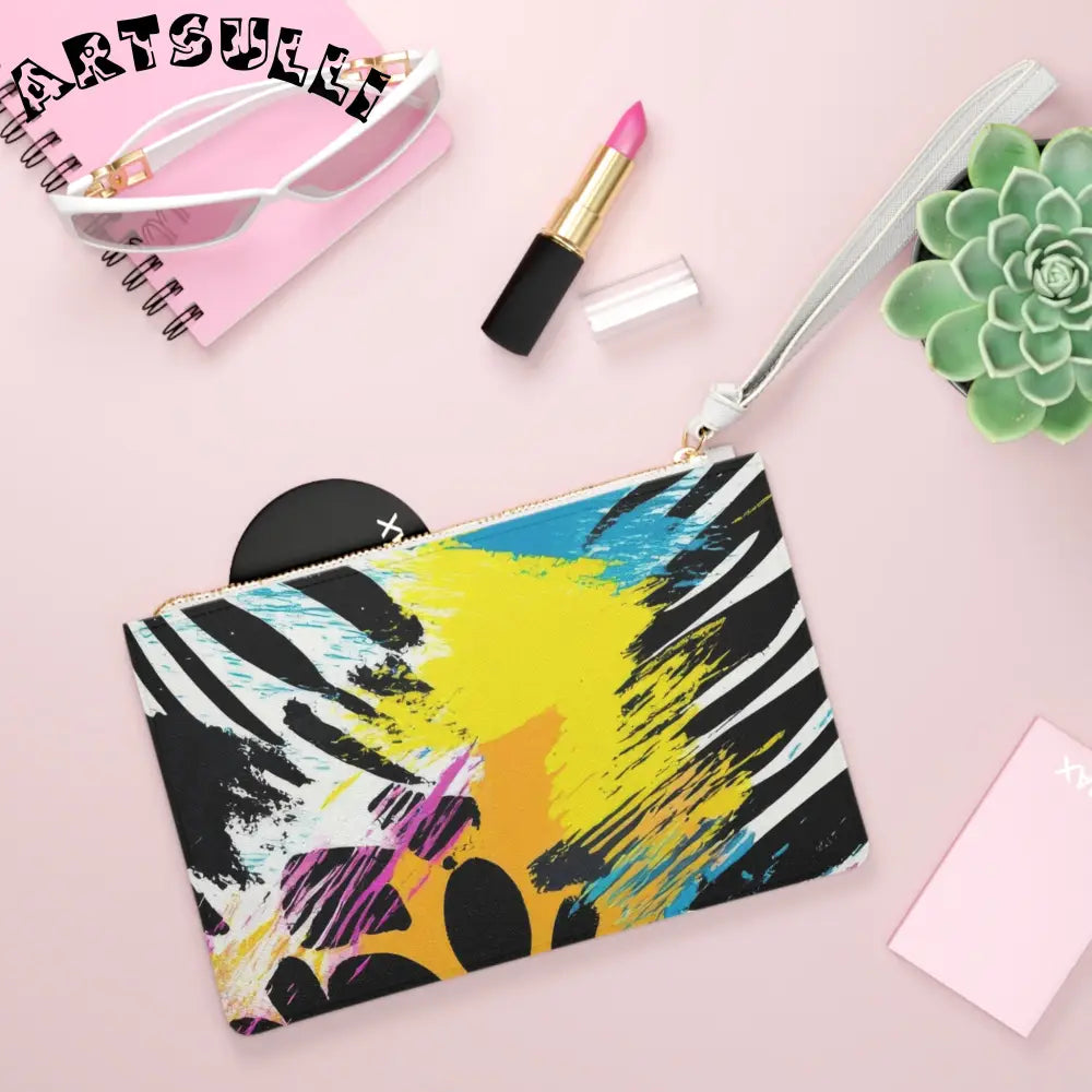 Vibrant Abstract Clutch Bag Assembled in the USA, Artsulli - Art is Long, Life is Short, Bags, , , , , , , 