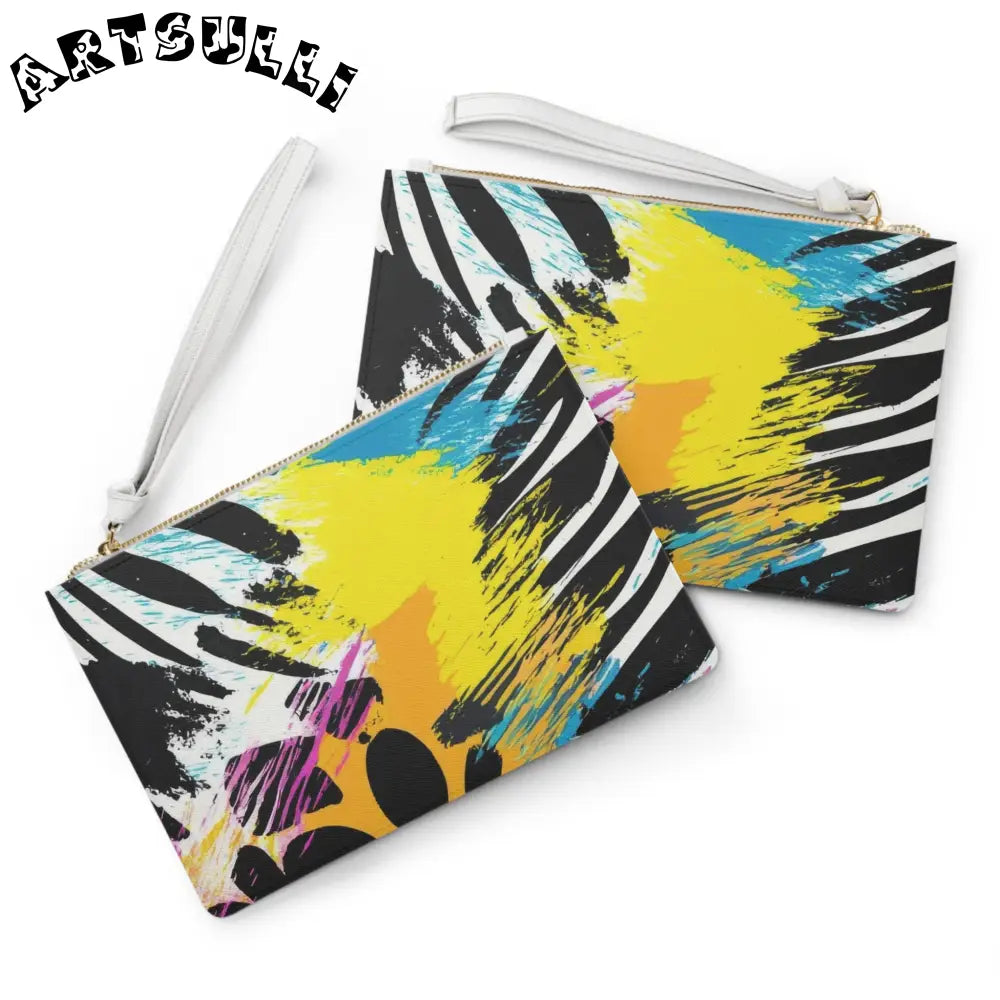 Vibrant Abstract Clutch Bag Assembled in the USA, Artsulli - Art is Long, Life is Short, Bags, , , , , , , 