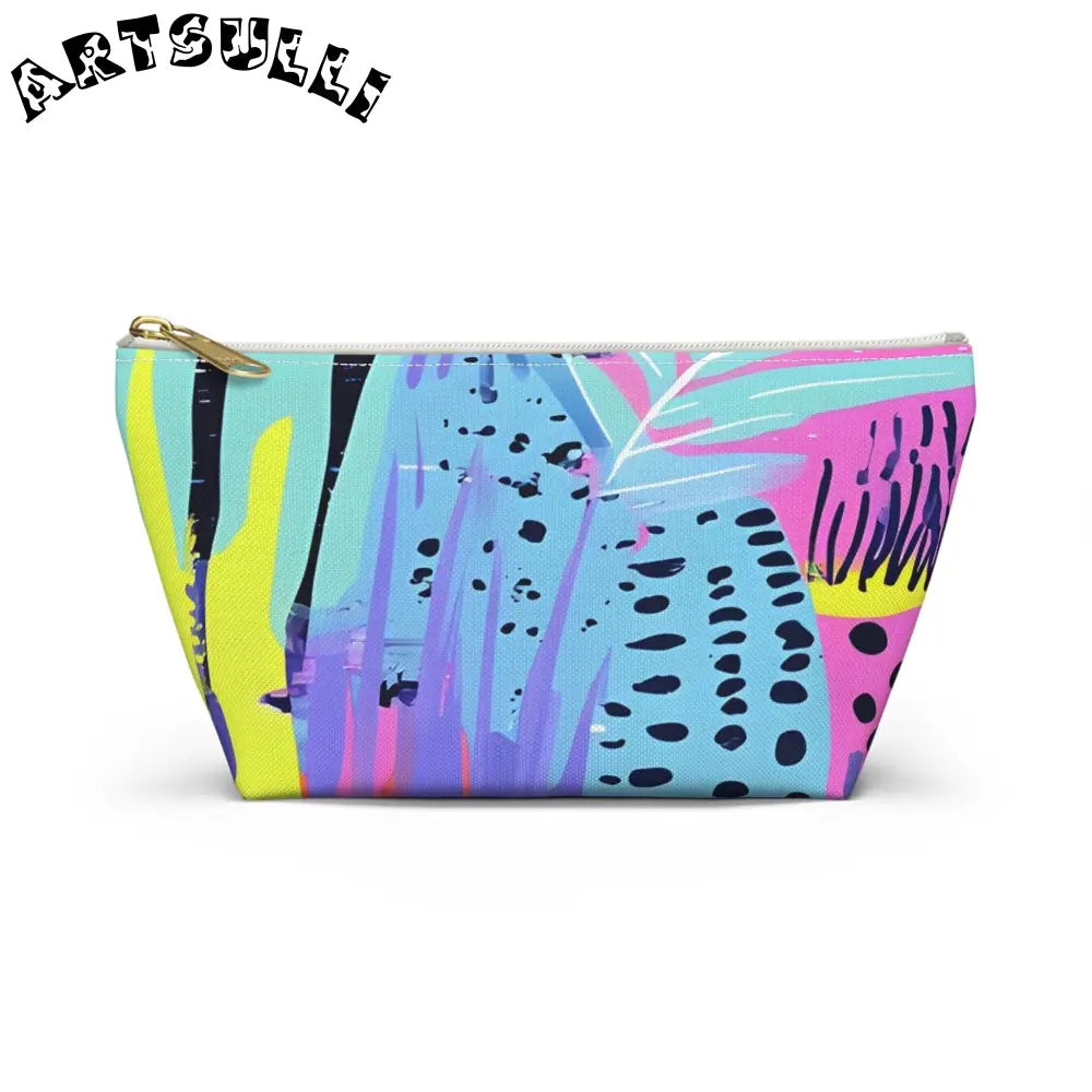 Vibrant Abstract Cosmetic Pouch, Artsulli - Art is Long, Life is Short, Bags, Size, Small, Color, White zipper, , , 33351859532019867159