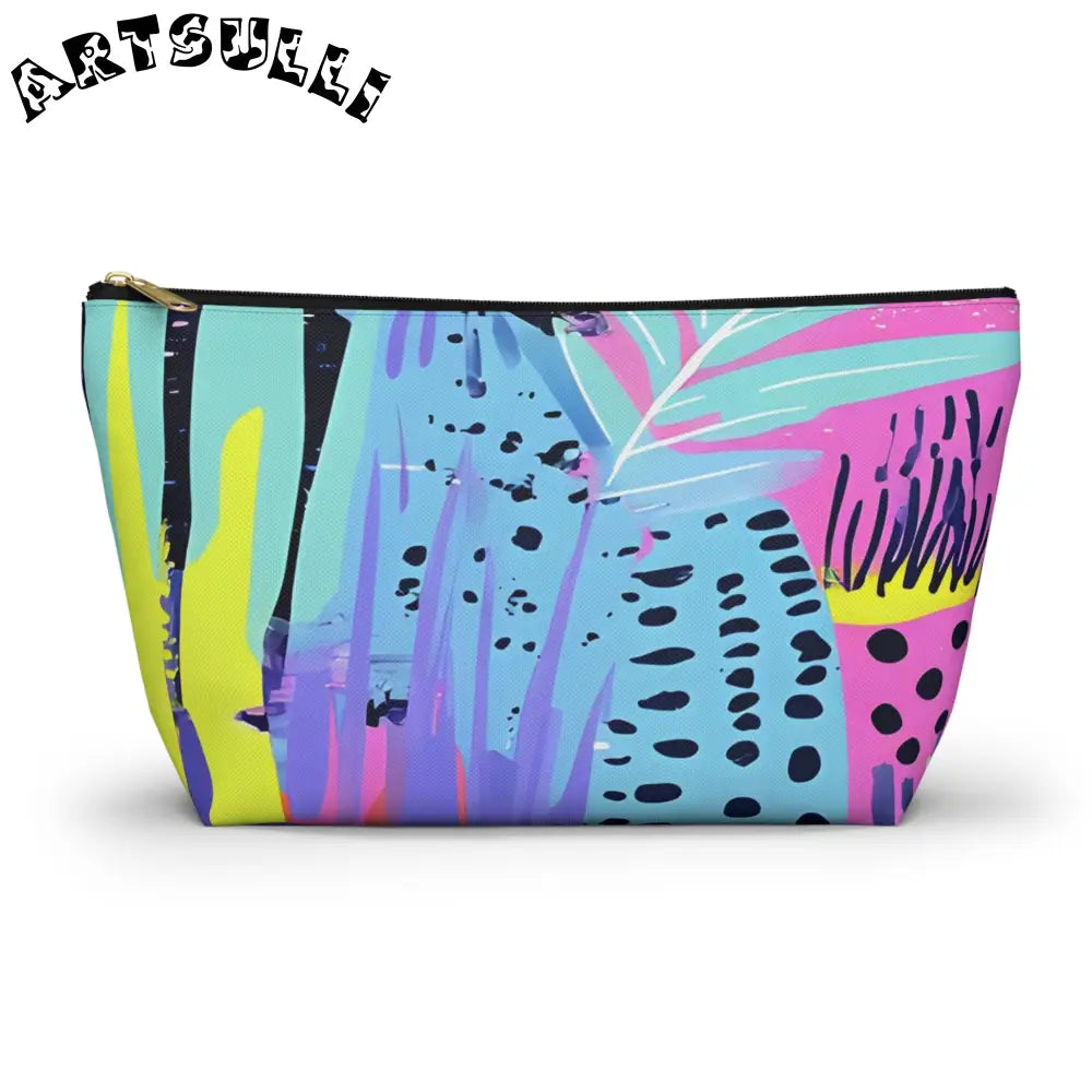 Vibrant Abstract Cosmetic Pouch, Artsulli - Art is Long, Life is Short, Bags, Size, Large, Color, Black zipper, , , 19859045788759159939