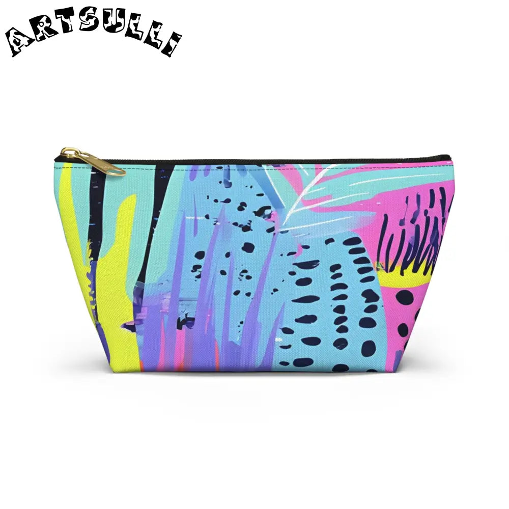 Vibrant Abstract Cosmetic Pouch, Artsulli - Art is Long, Life is Short, Bags, Size, Small, Color, Black zipper, , , 24652333572064316799