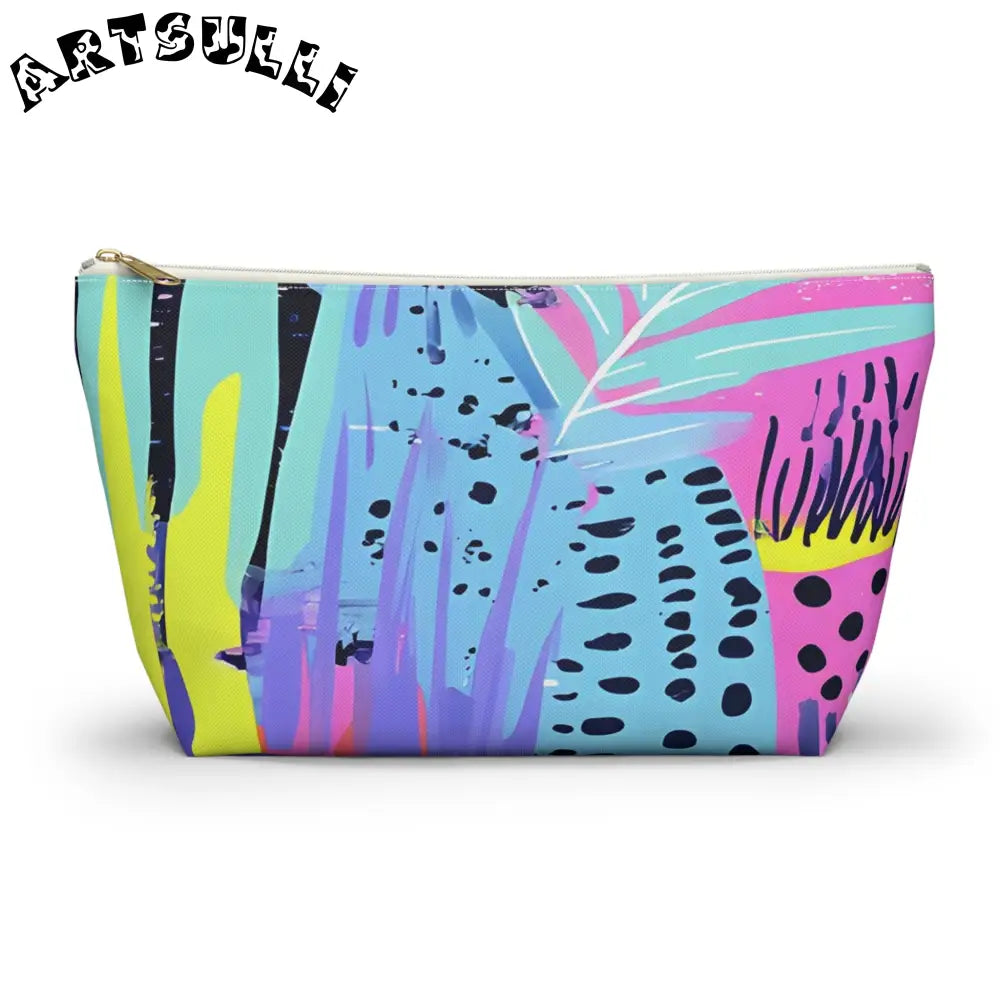 Vibrant Abstract Cosmetic Pouch, Artsulli - Art is Long, Life is Short, Bags, Size, Large, Color, White zipper, , , 22360362206092216681
