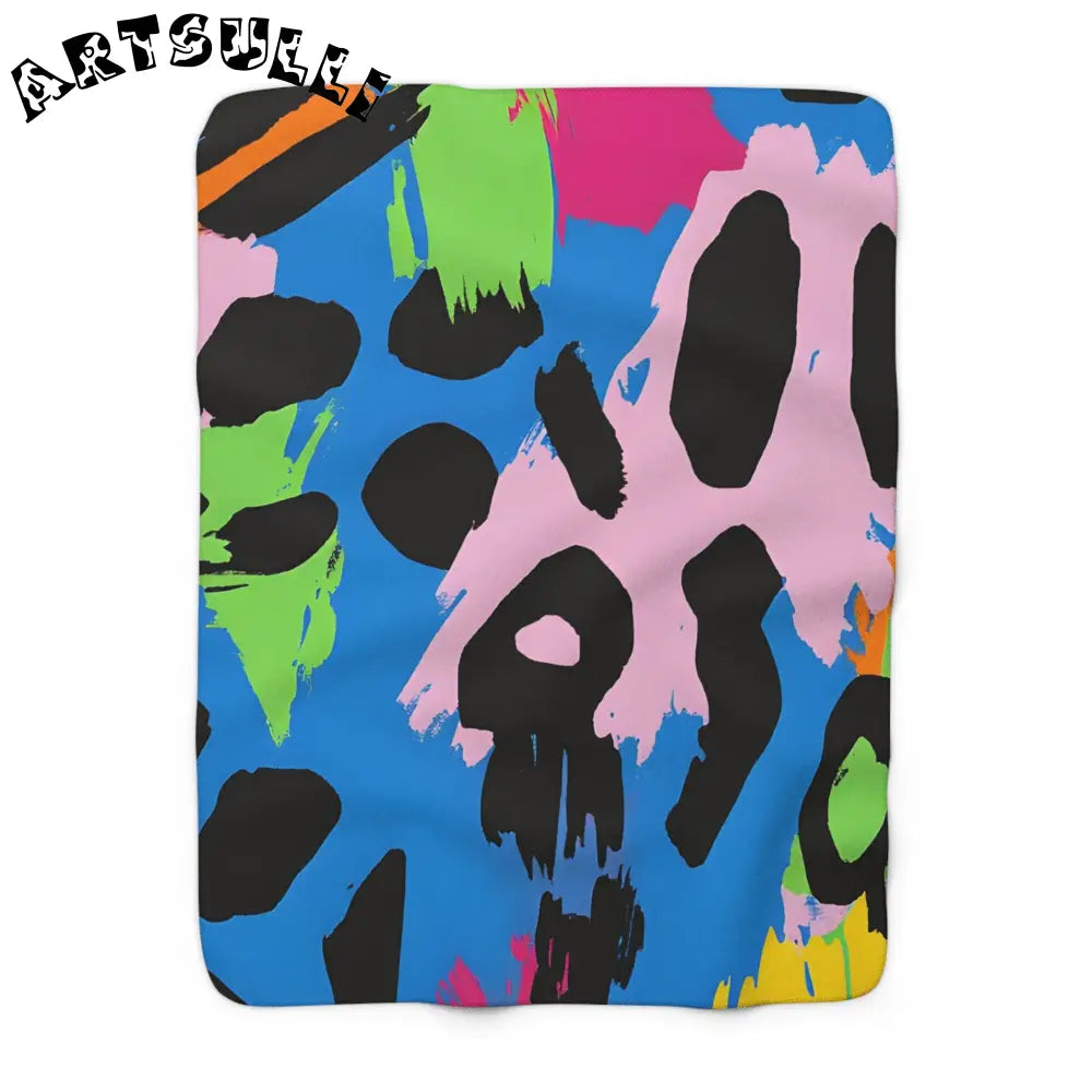 Vibrant Abstract Cozy Fleece Blanket, Artsulli - Art is Long, Life is Short, Home Decor, Size, 50" × 60", , , , , 30753771389325767335