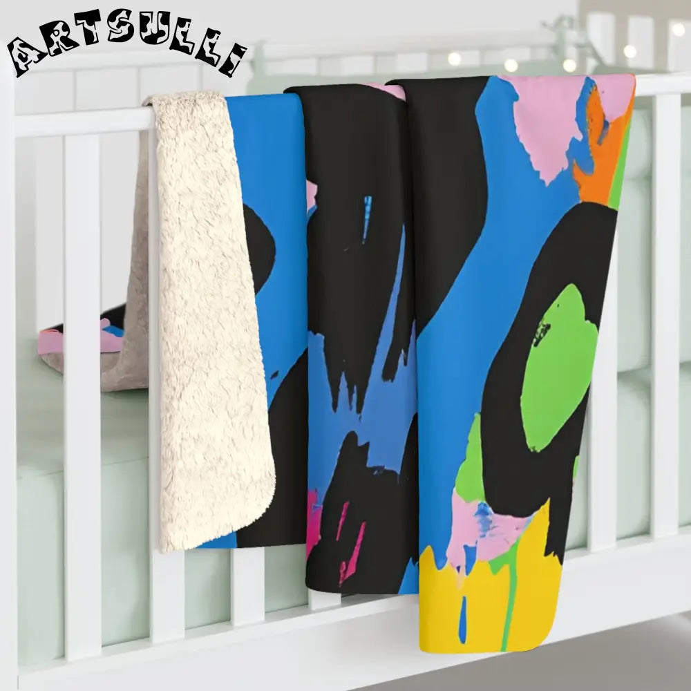 Vibrant Abstract Cozy Fleece Blanket, Artsulli - Art is Long, Life is Short, Home Decor, , , , , , , 