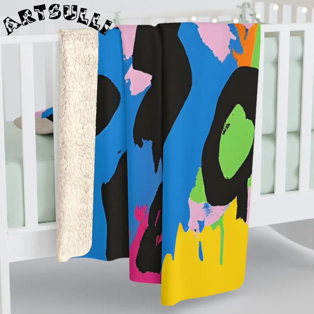Vibrant Abstract Cozy Fleece Blanket, Artsulli - Art is Long, Life is Short, Home Decor, , , , , , , 