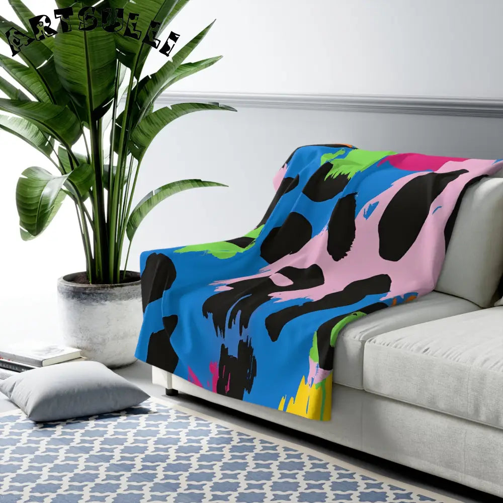 Vibrant Abstract Cozy Fleece Blanket, Artsulli - Art is Long, Life is Short, Home Decor, , , , , , , 