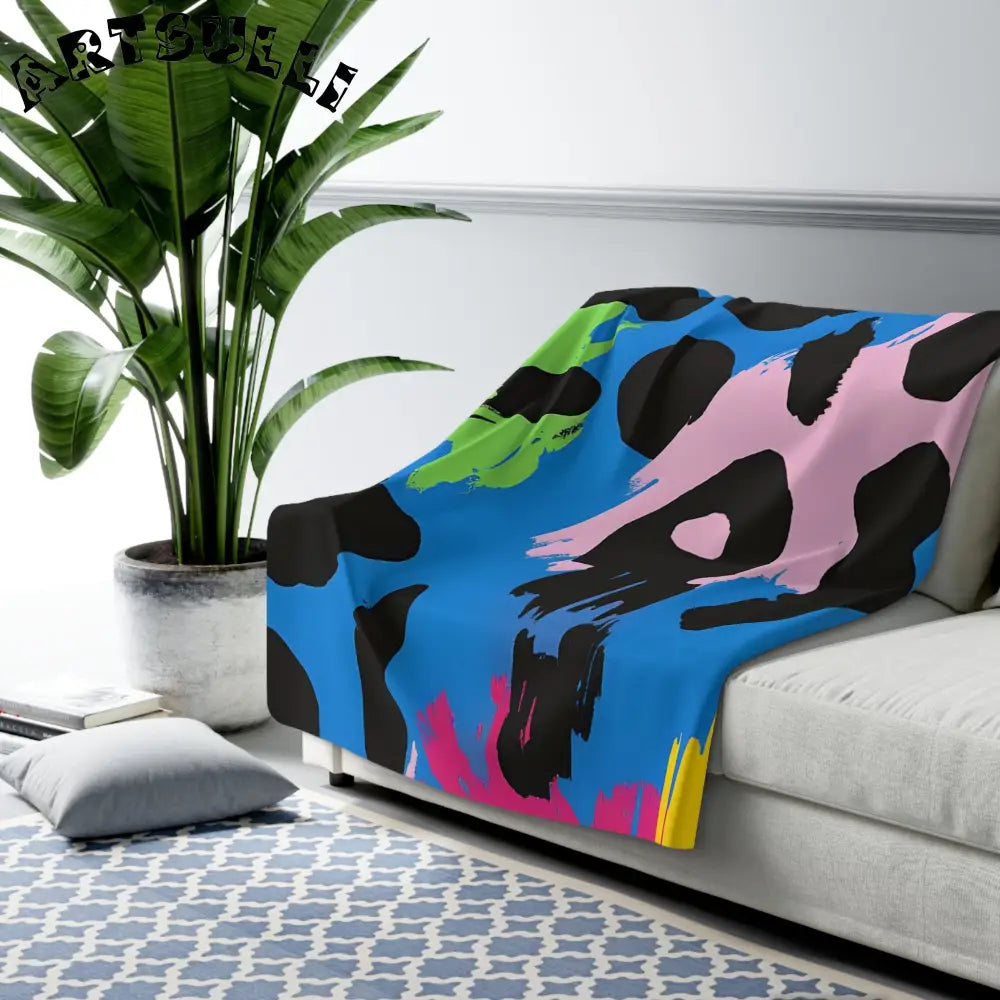 Vibrant Abstract Cozy Fleece Blanket, Artsulli - Art is Long, Life is Short, Home Decor, , , , , , , 