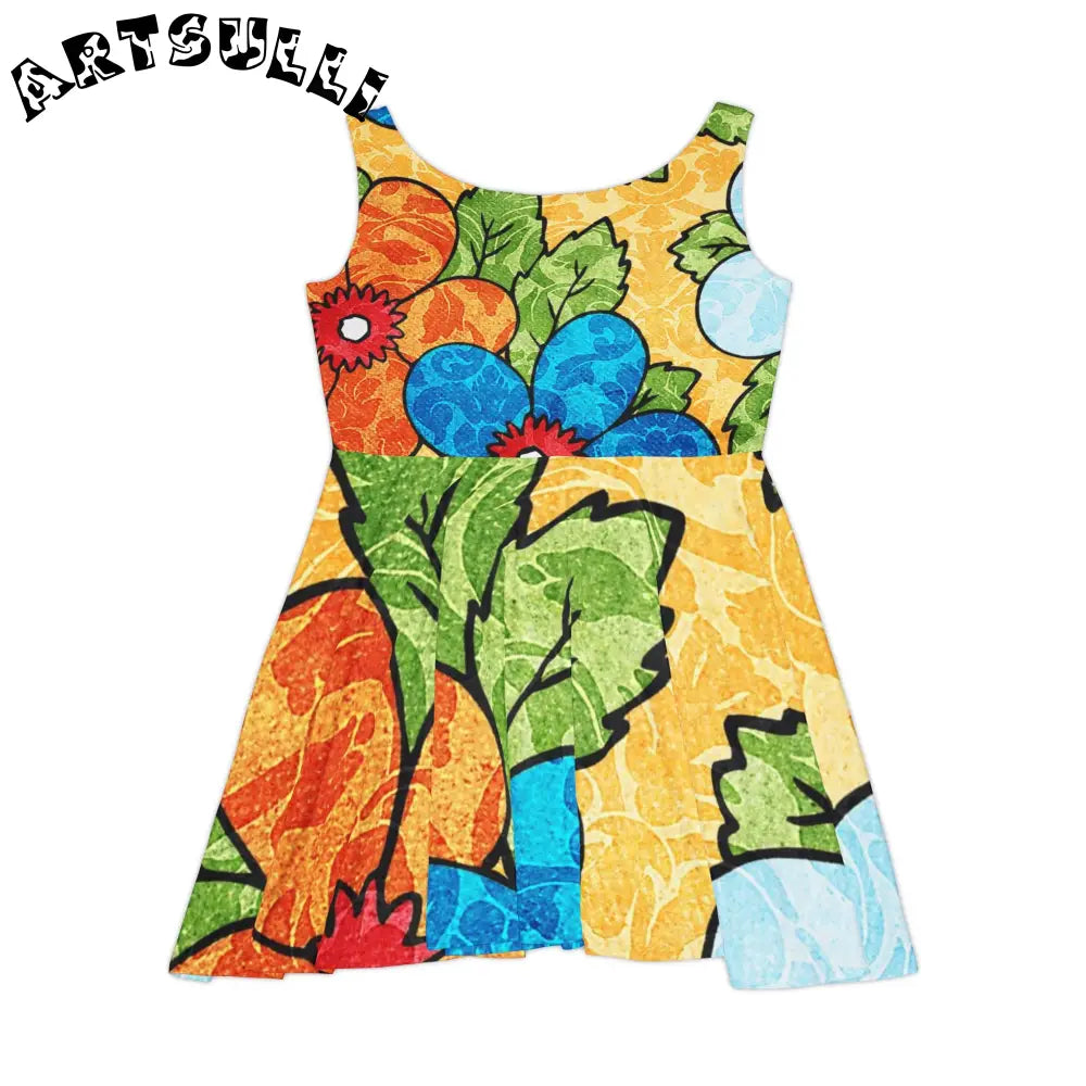 Vibrant Abstract Custom Skater Dress, Artsulli - Art is Long, Life is Short, All Over Prints, , , , , , , 