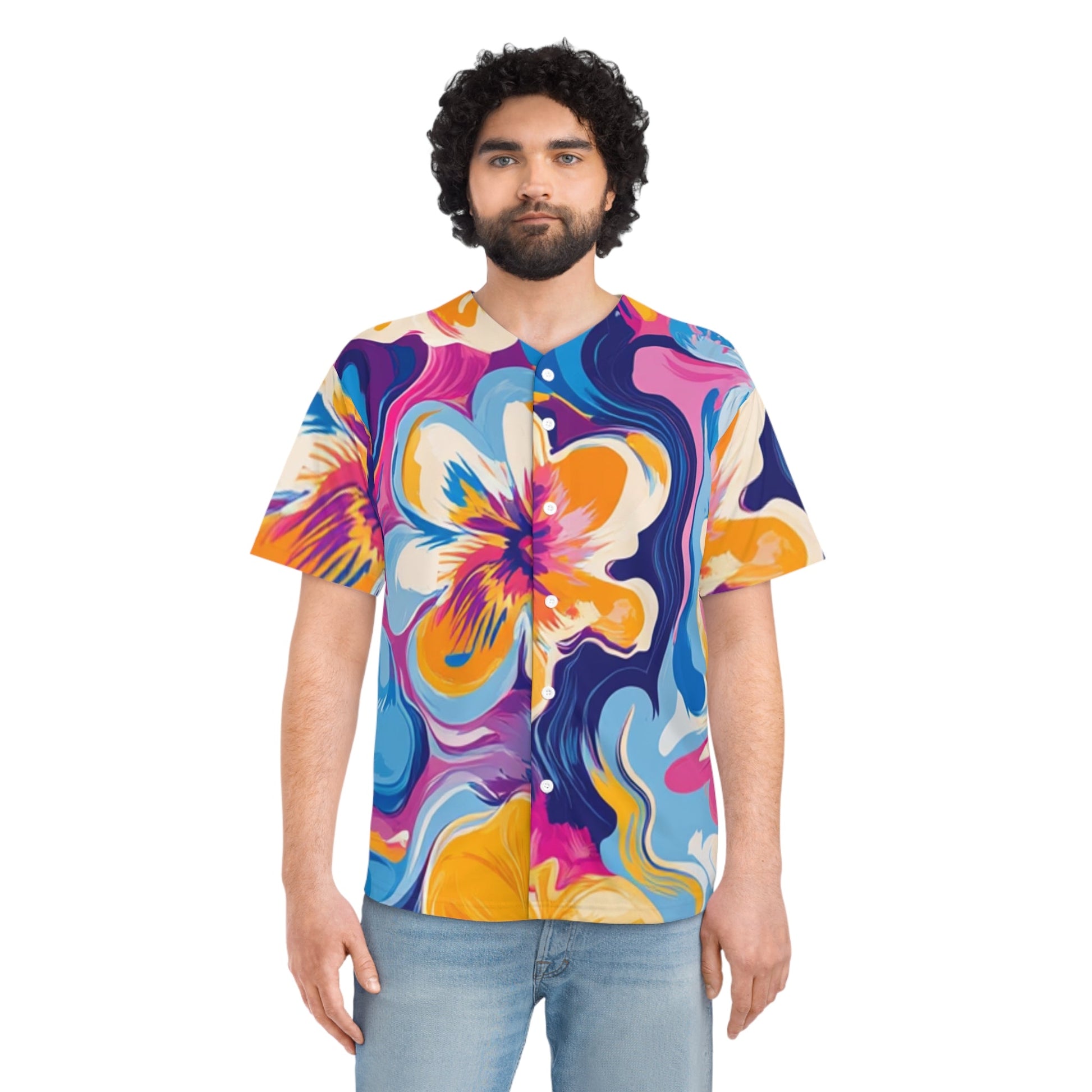 Vibrant Abstract Floral Baseball Jersey, Artsulli - Art is Long, Life is Short, All Over Prints, , , , , , , 