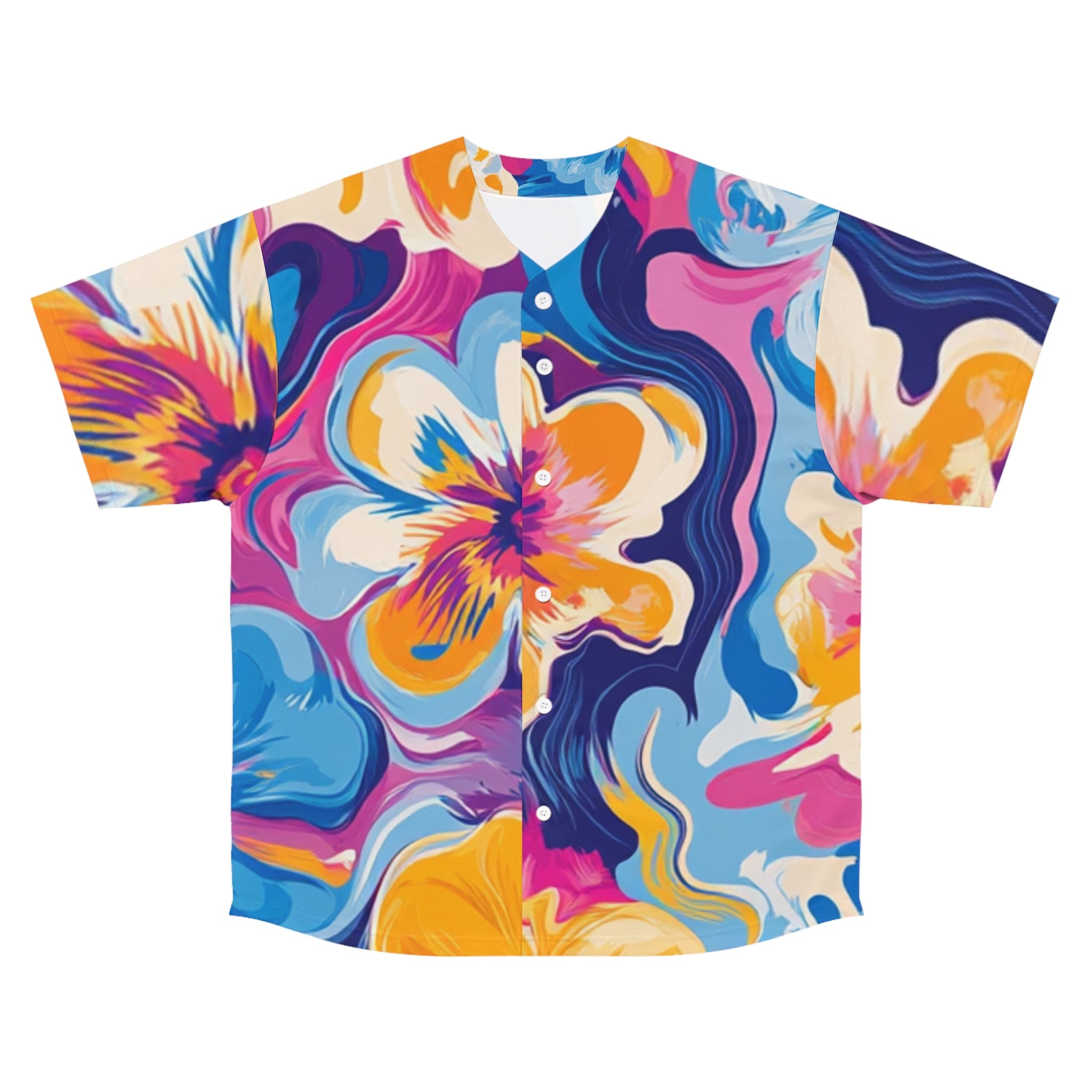 Printify Vibrant Abstract Floral Baseball Jersey 2025