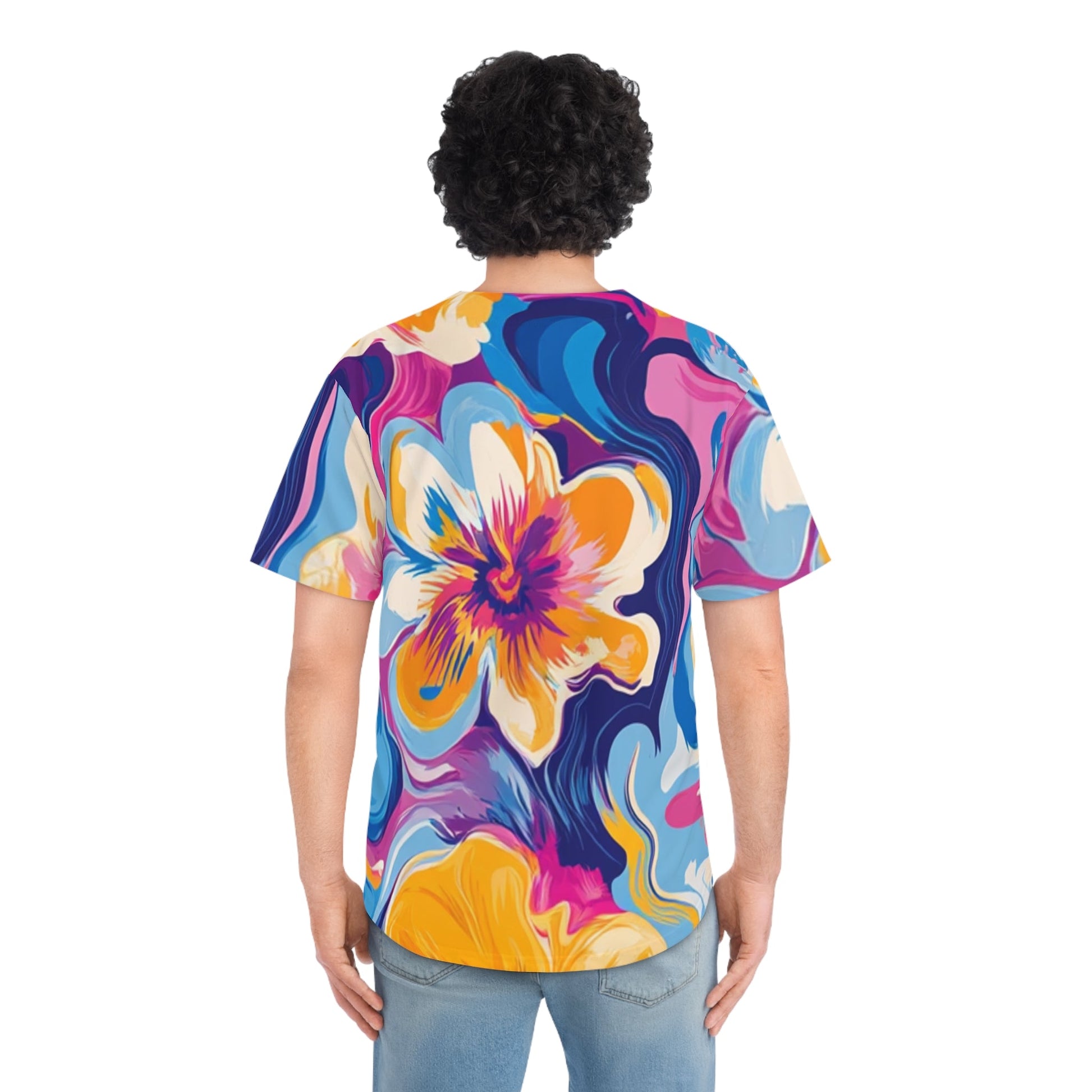 Vibrant Abstract Floral Baseball Jersey, Artsulli - Art is Long, Life is Short, All Over Prints, , , , , , , 