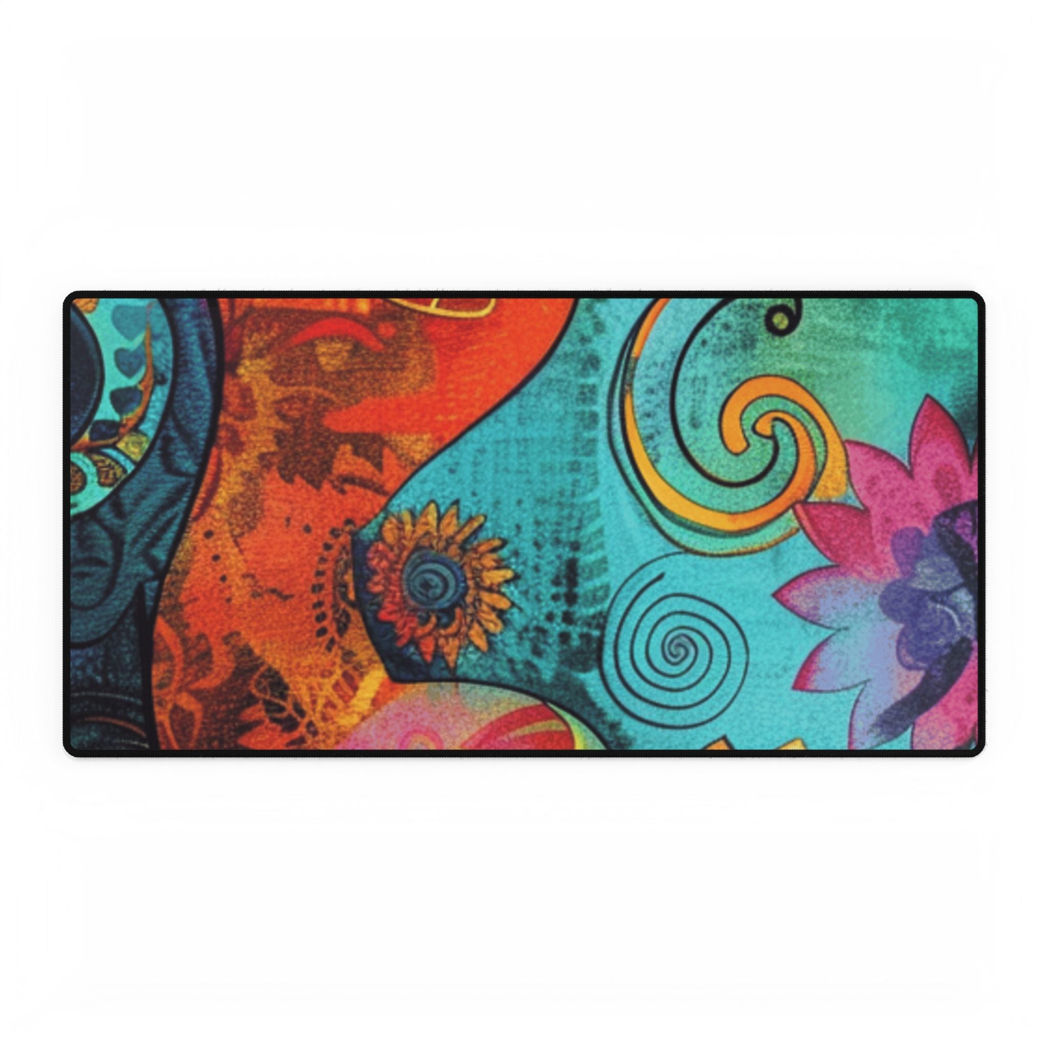 Vibrant Abstract Floral Desk Mat, Artsulli - Art is Long, Life is Short, Home Decor, Size, 31.5" × 15.5", , , , , 24439910128782467811