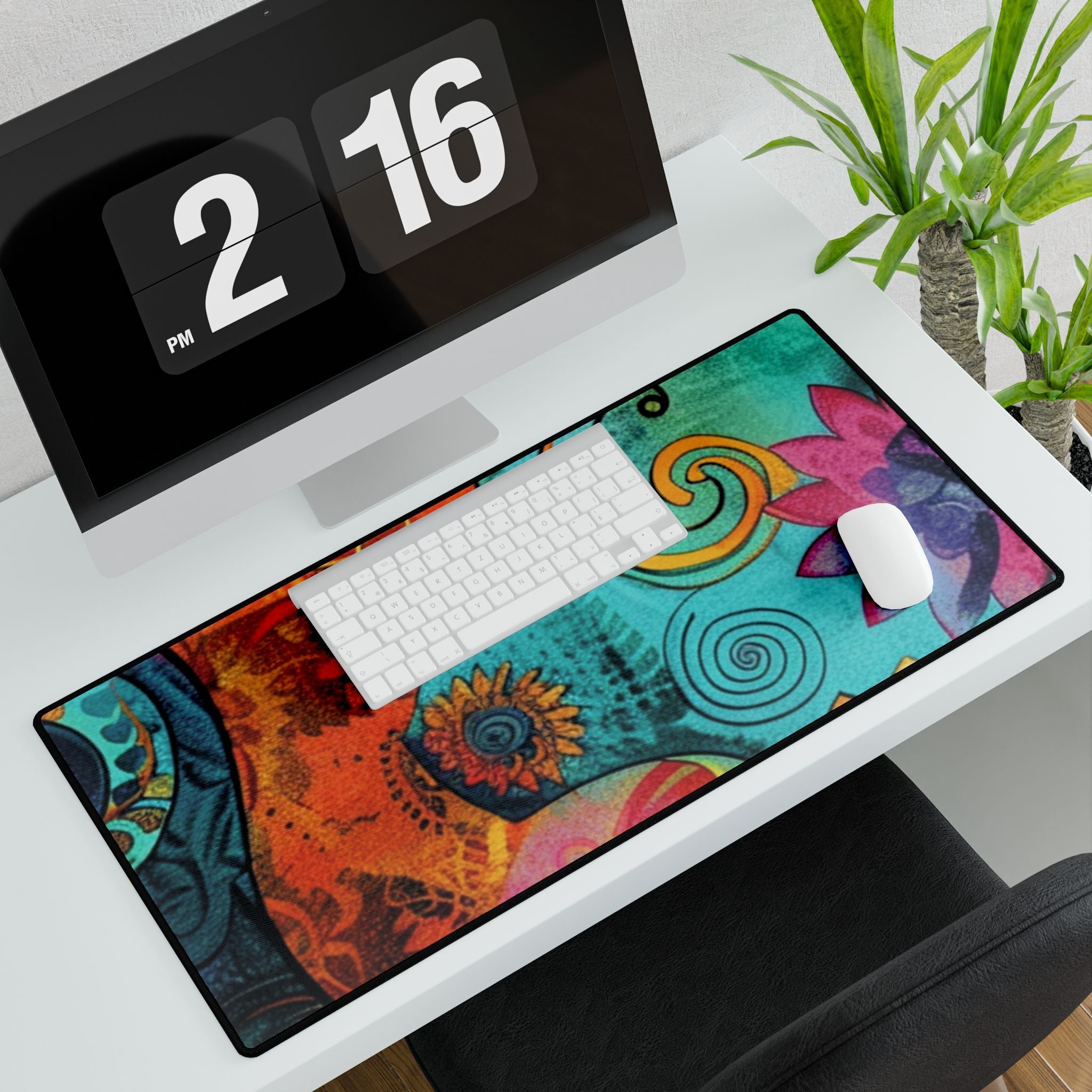 Vibrant Abstract Floral Desk Mat, Artsulli - Art is Long, Life is Short, Home Decor, , , , , , , 