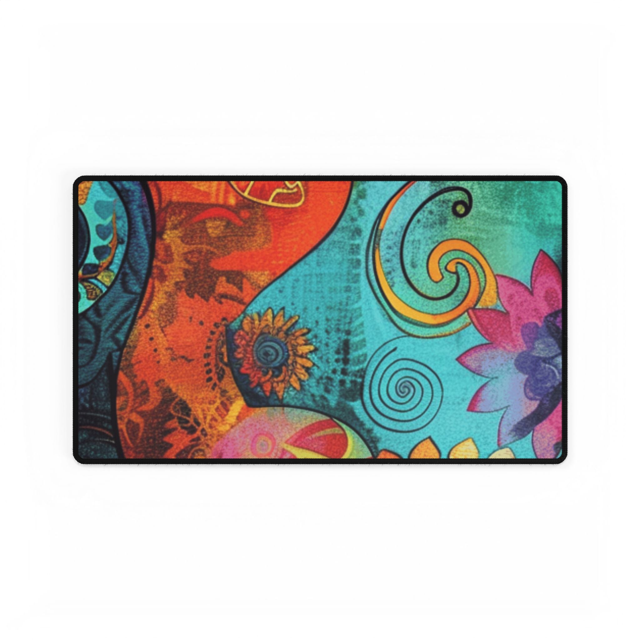 Vibrant Abstract Floral Desk Mat, Artsulli - Art is Long, Life is Short, Home Decor, Size, 23.6" × 13.8", , , , , 61996818707302265776