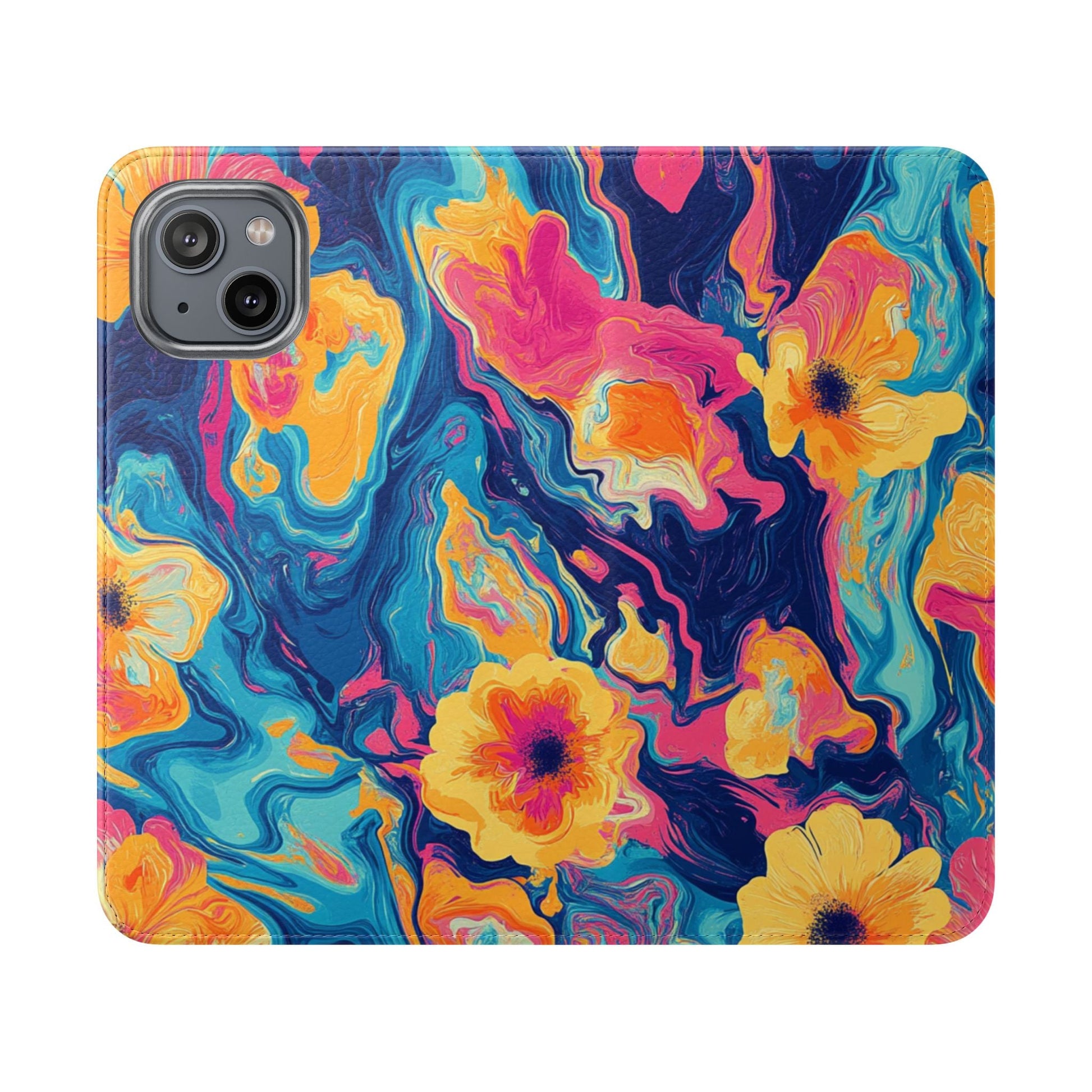 Vibrant Abstract Floral Flip Cases, Artsulli - Art is Long, Life is Short, Phone Case, Size, iPhone 14, , , , , 47481721004729723369