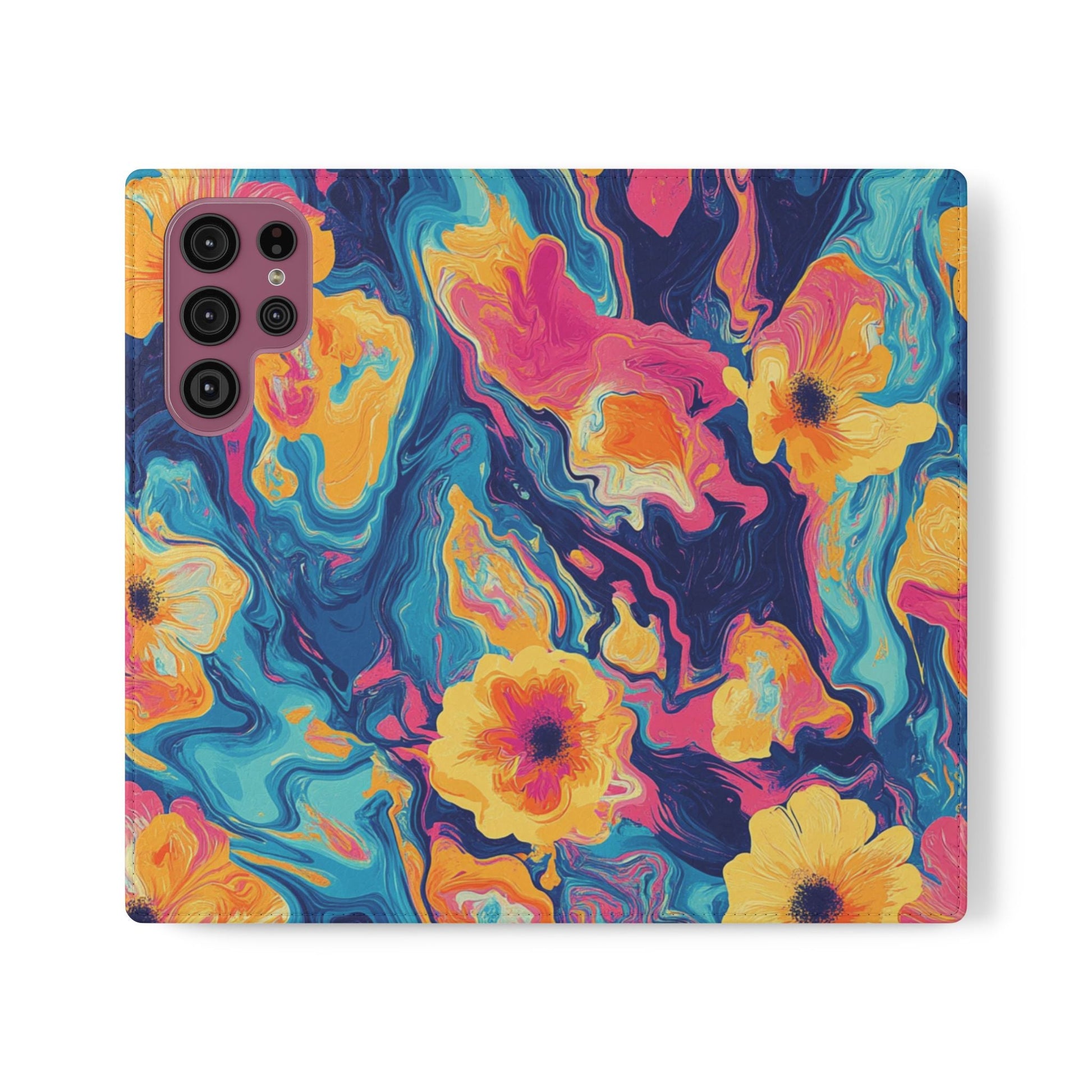 Vibrant Abstract Floral Flip Cases, Artsulli - Art is Long, Life is Short, Phone Case, Size, Samsung Galaxy S22 Ultra, , , , , 25289408635999952901
