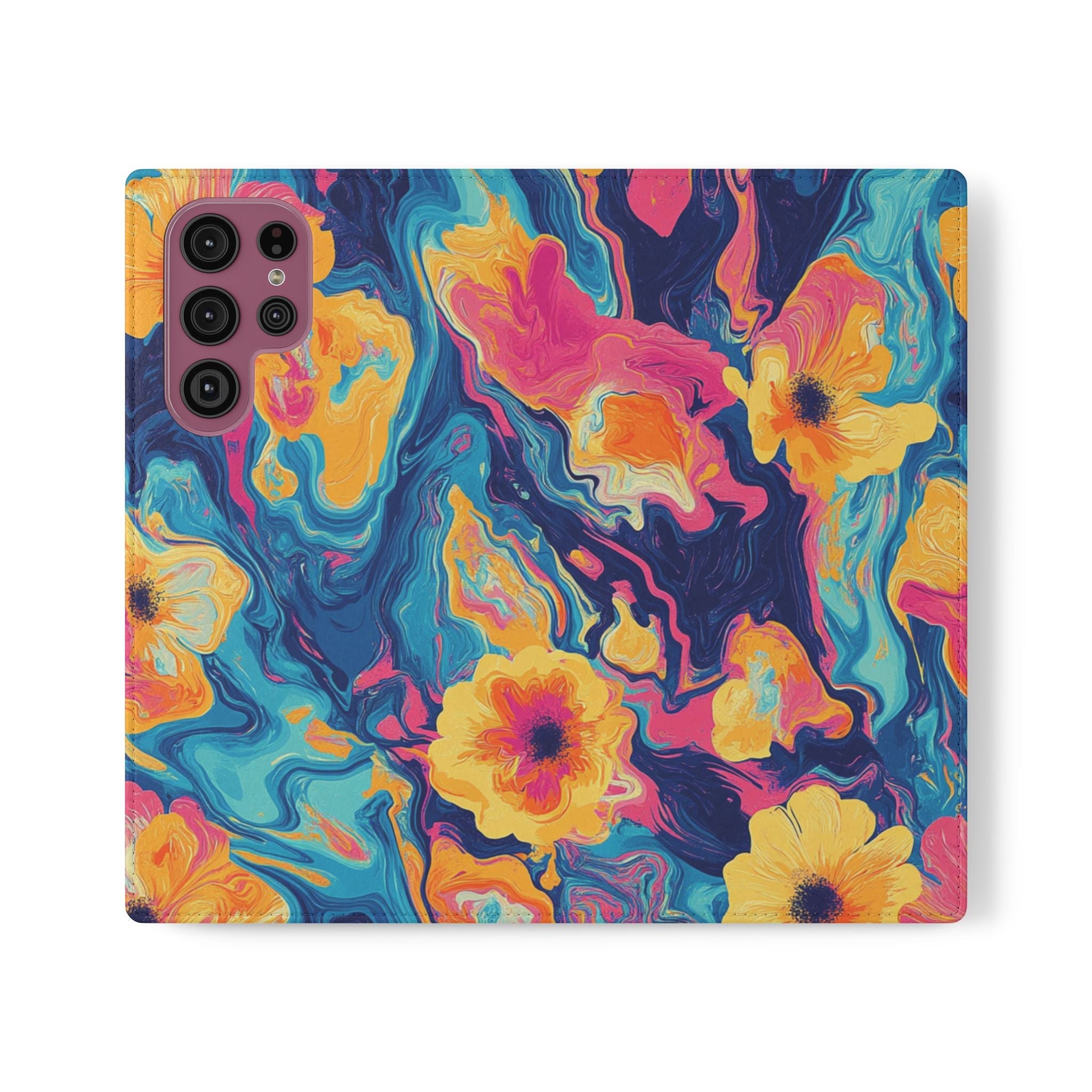 Vibrant Abstract Floral Flip Cases, Artsulli - Art is Long, Life is Short, Phone Case, Size, Samsung Galaxy S22 Ultra, , , , , 25289408635999952901