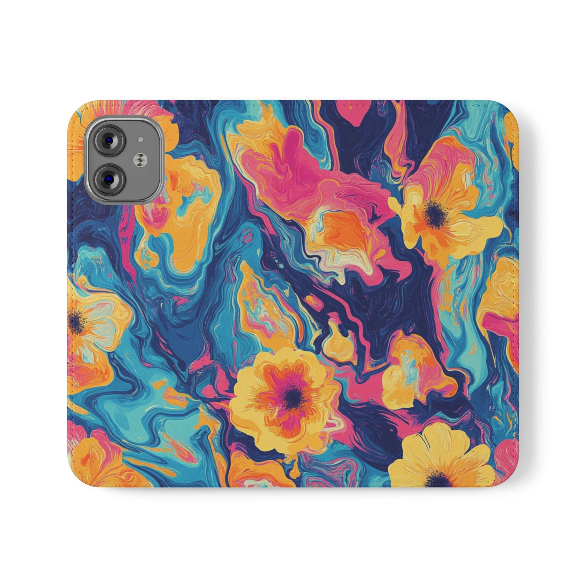 Vibrant Abstract Floral Flip Cases, Artsulli - Art is Long, Life is Short, Phone Case, Size, iPhone 12 Mini, , , , , 10379679356148854730
