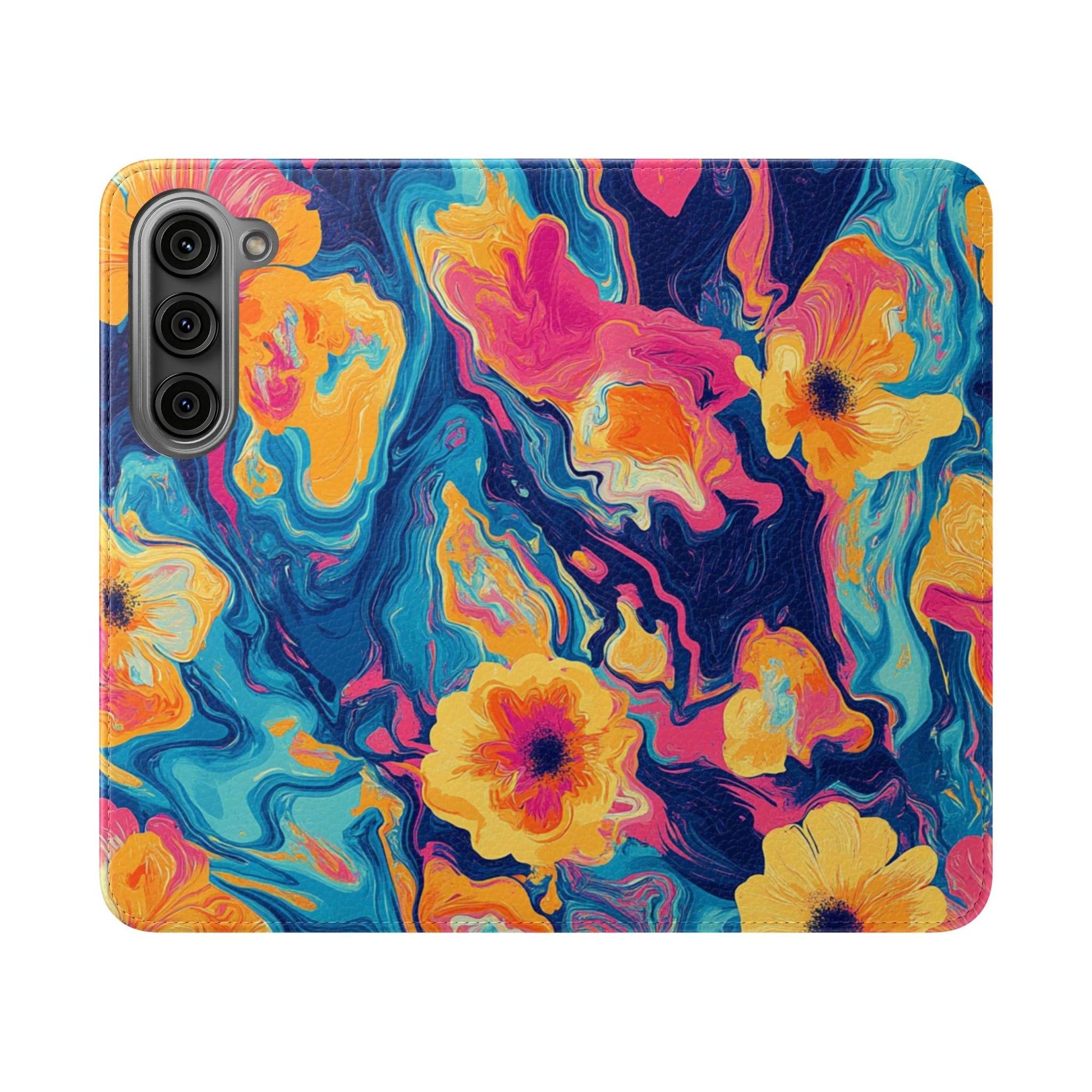 Vibrant Abstract Floral Flip Cases, Artsulli - Art is Long, Life is Short, Phone Case, Size, Samsung Galaxy S23, , , , , 65061797067921739203