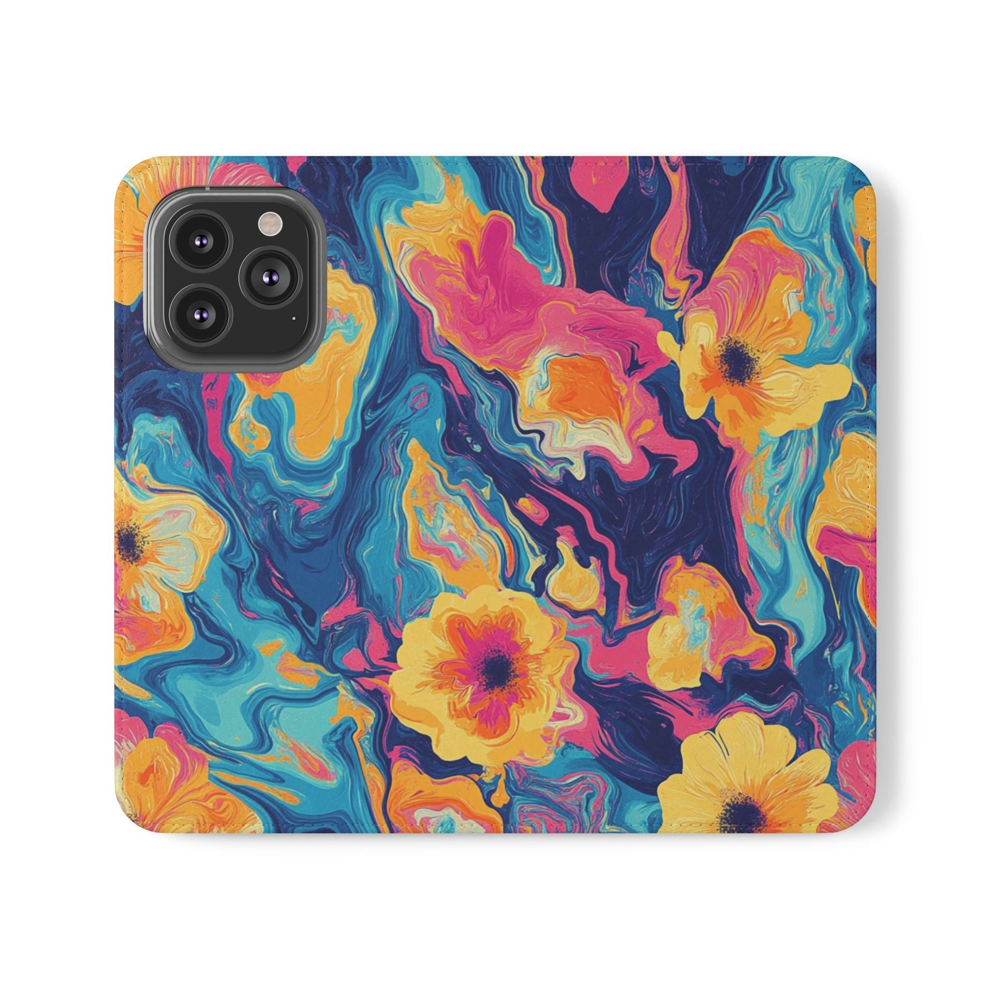 Vibrant Abstract Floral Flip Cases, Artsulli - Art is Long, Life is Short, Phone Case, Size, iPhone 13 Pro, , , , , 31795718355779252902