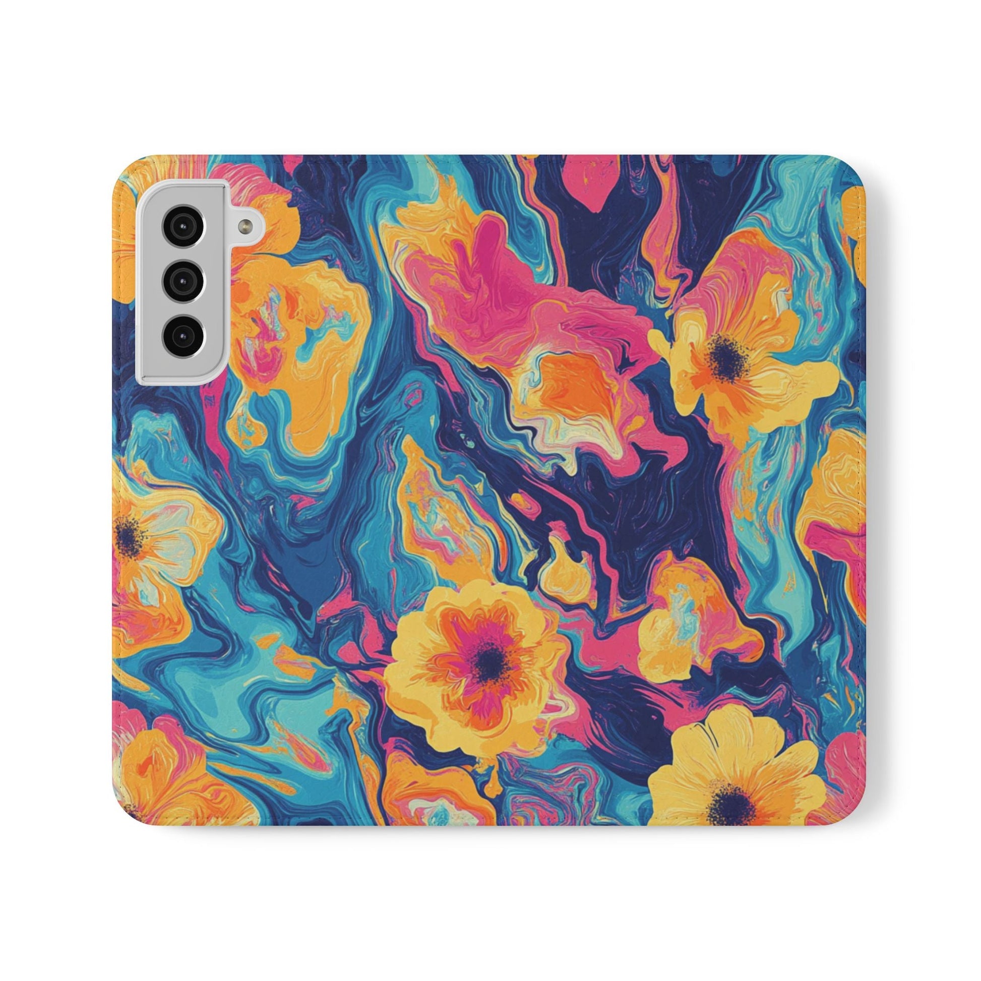 Vibrant Abstract Floral Flip Cases, Artsulli - Art is Long, Life is Short, Phone Case, Size, Samsung Galaxy S22 Plus, , , , , 19251936243075136527
