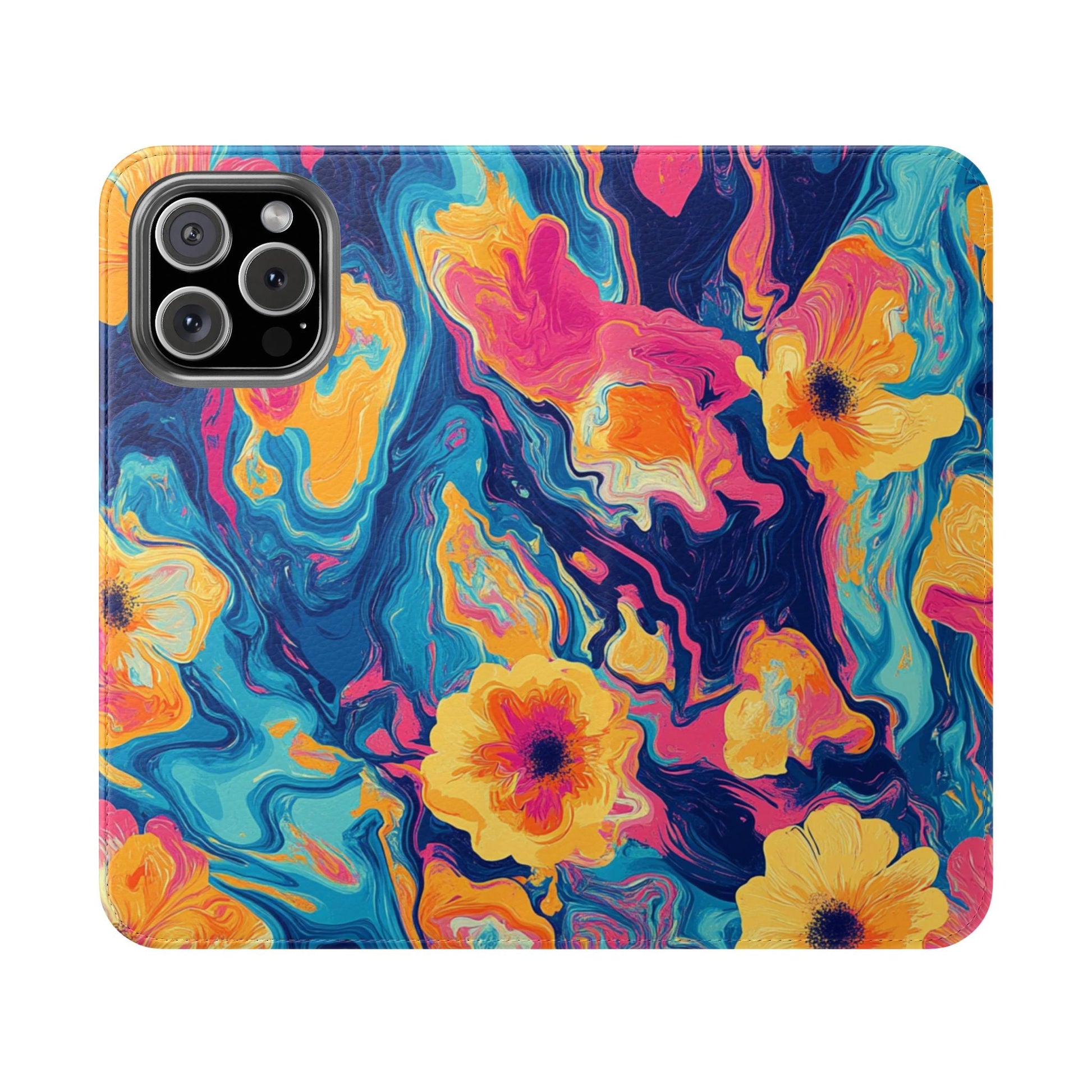 Vibrant Abstract Floral Flip Cases, Artsulli - Art is Long, Life is Short, Phone Case, Size, iPhone 16 Pro Max, , , , , 45867414112773428056
