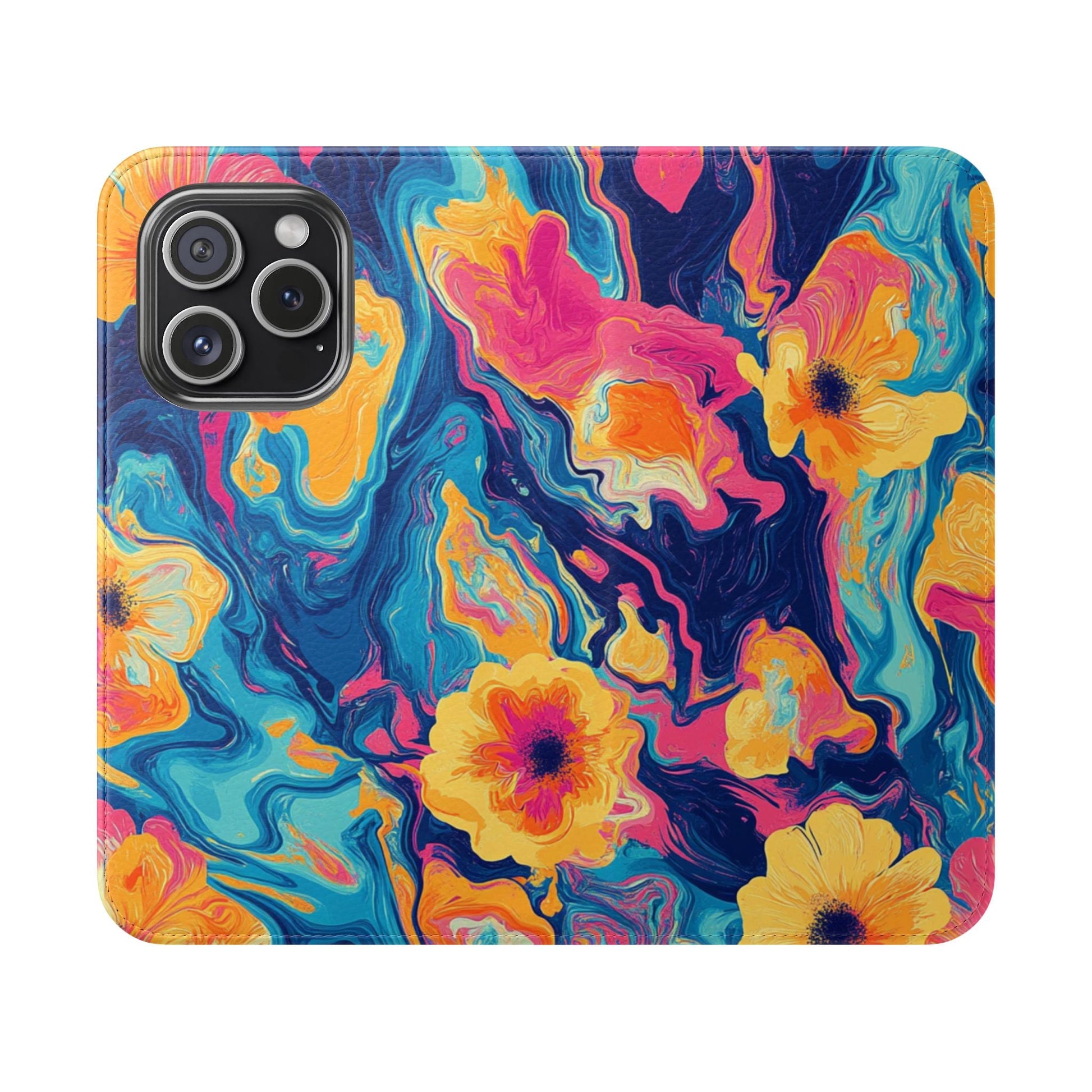 Vibrant Abstract Floral Flip Cases, Artsulli - Art is Long, Life is Short, Phone Case, Size, iPhone 15 Pro, , , , , 75427184530062443224