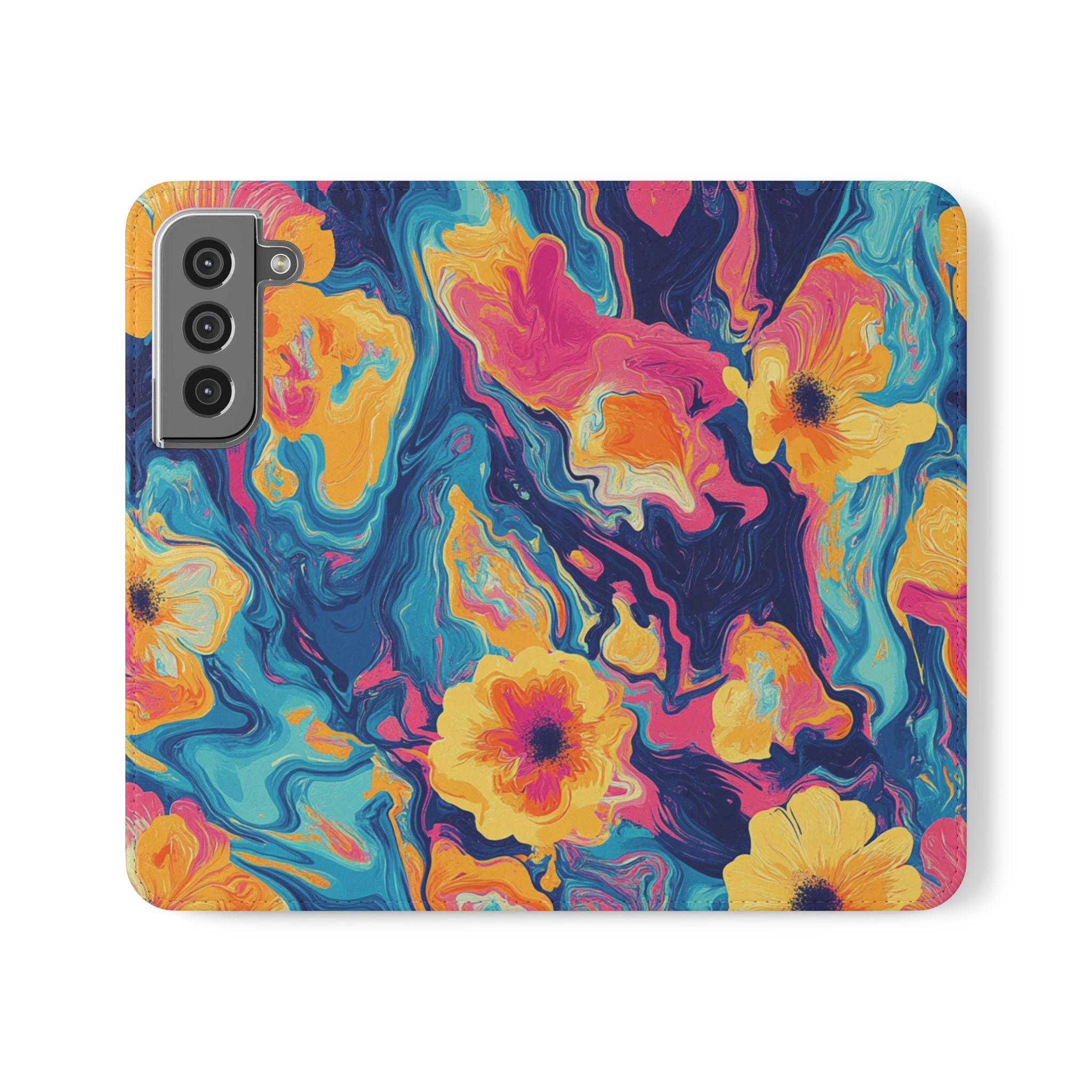 Vibrant Abstract Floral Flip Cases, Artsulli - Art is Long, Life is Short, Phone Case, Size, Samsung Galaxy S22, , , , , 37512325113246175546