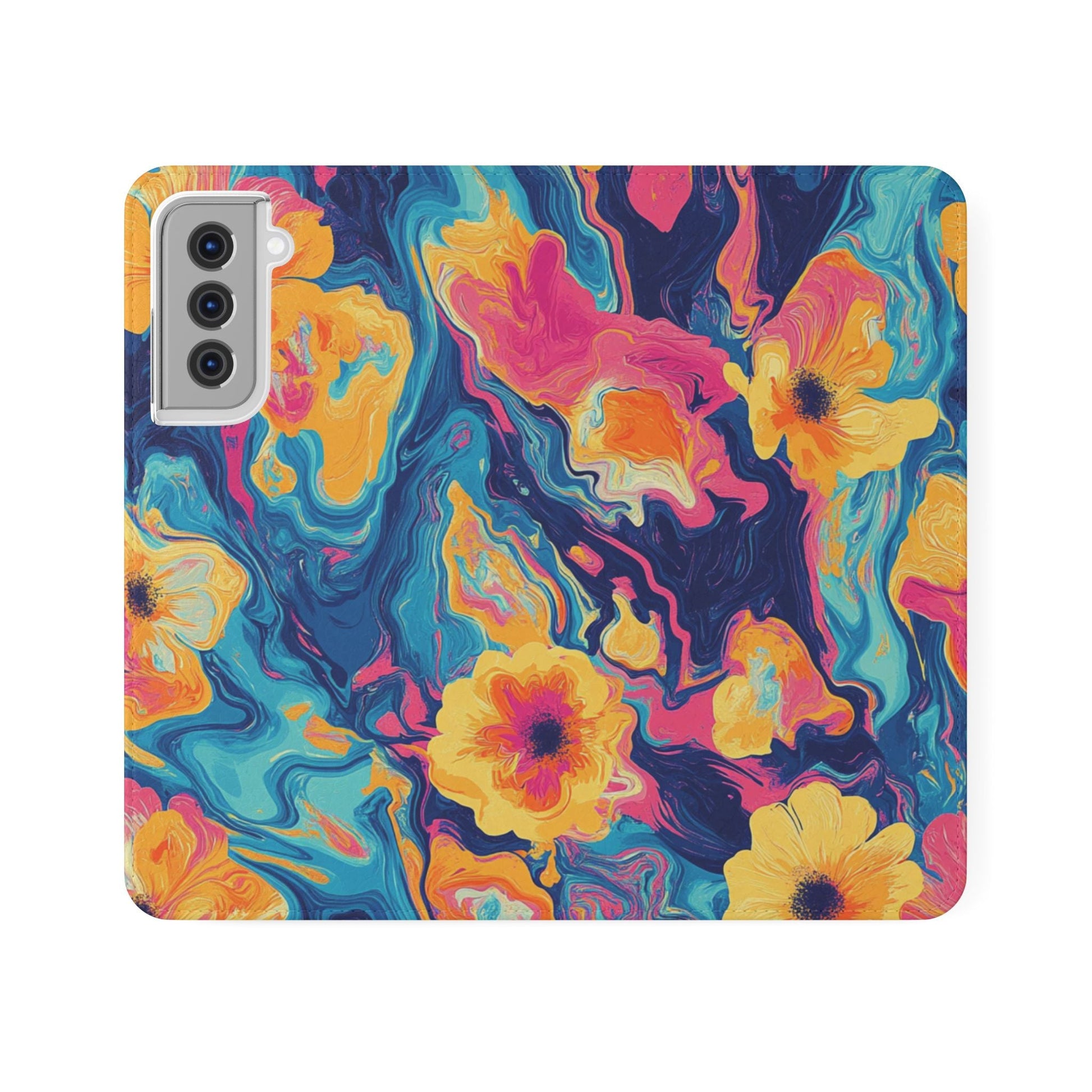 Vibrant Abstract Floral Flip Cases, Artsulli - Art is Long, Life is Short, Phone Case, Size, Samsung Galaxy S21, , , , , 64247281405165198597