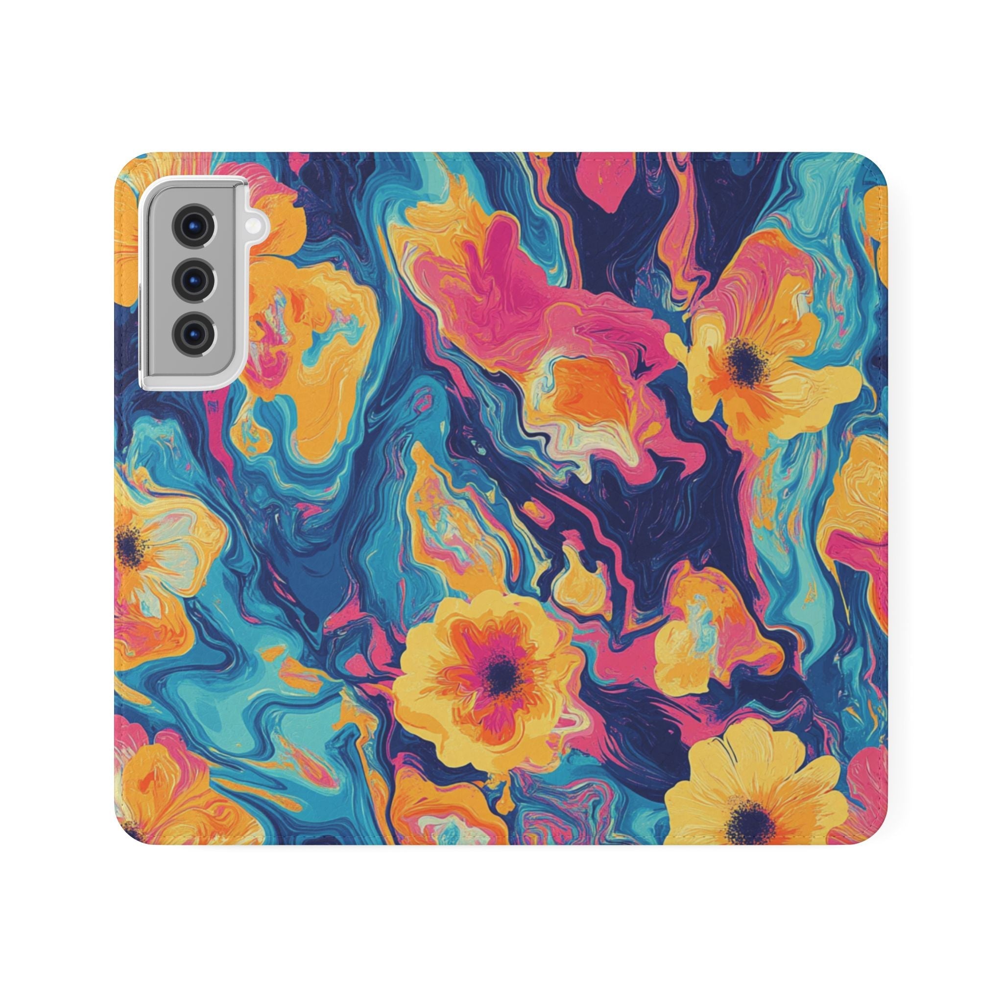 Vibrant Abstract Floral Flip Cases, Artsulli - Art is Long, Life is Short, Phone Case, Size, Samsung Galaxy S21, , , , , 64247281405165198597