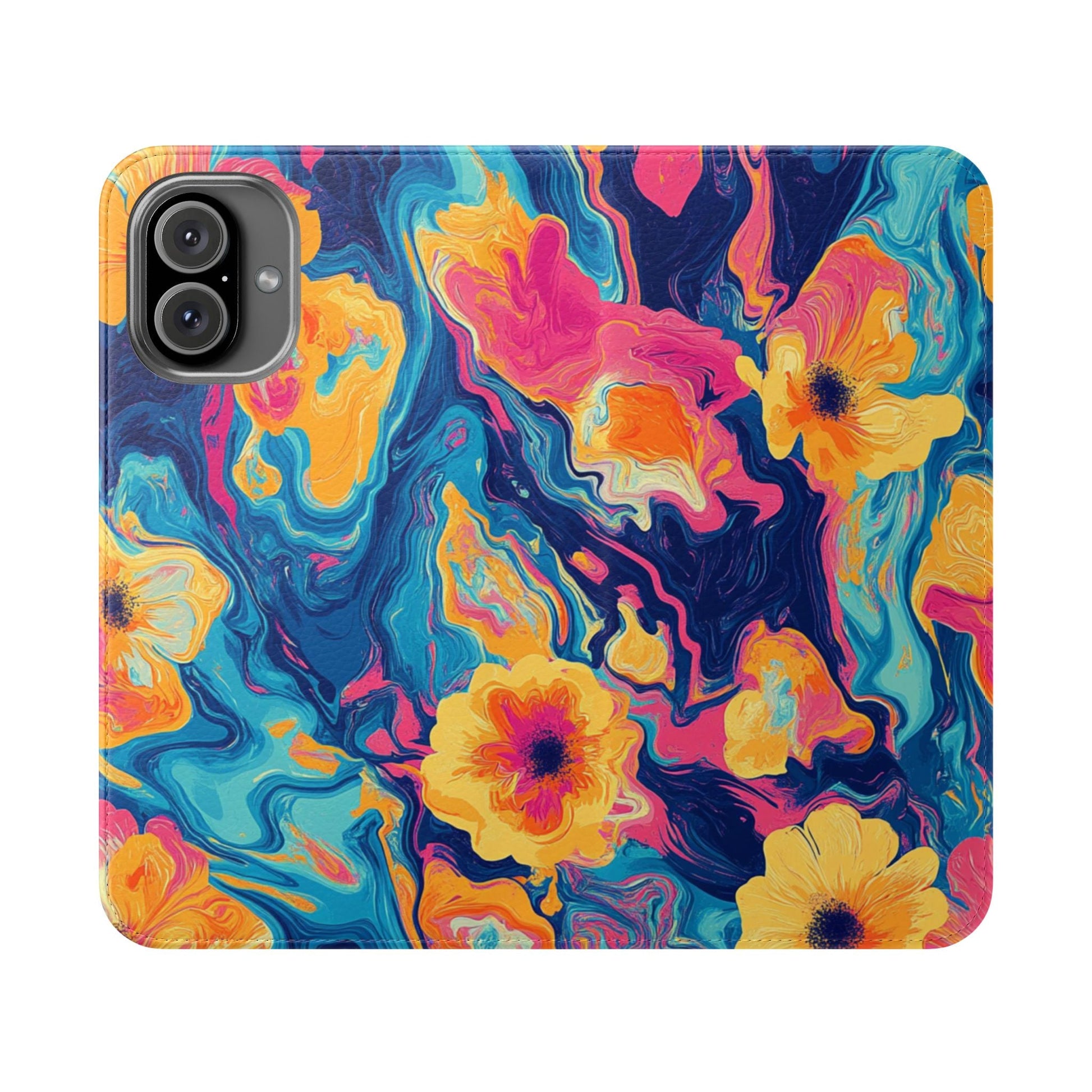 Vibrant Abstract Floral Flip Cases, Artsulli - Art is Long, Life is Short, Phone Case, Size, iPhone 16 Plus, , , , , 31408488563504878424