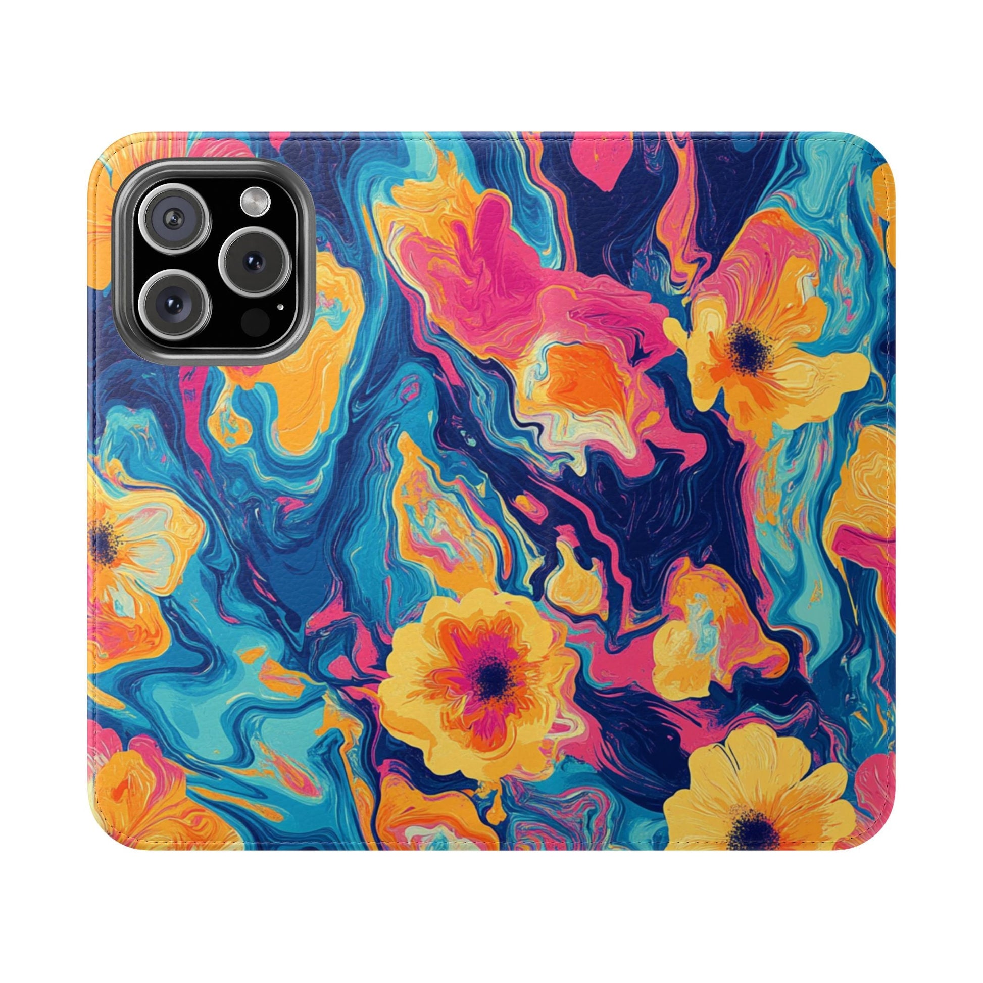 Vibrant Abstract Floral Flip Cases, Artsulli - Art is Long, Life is Short, Phone Case, Size, iPhone 16 Pro, , , , , 23881461593431930360