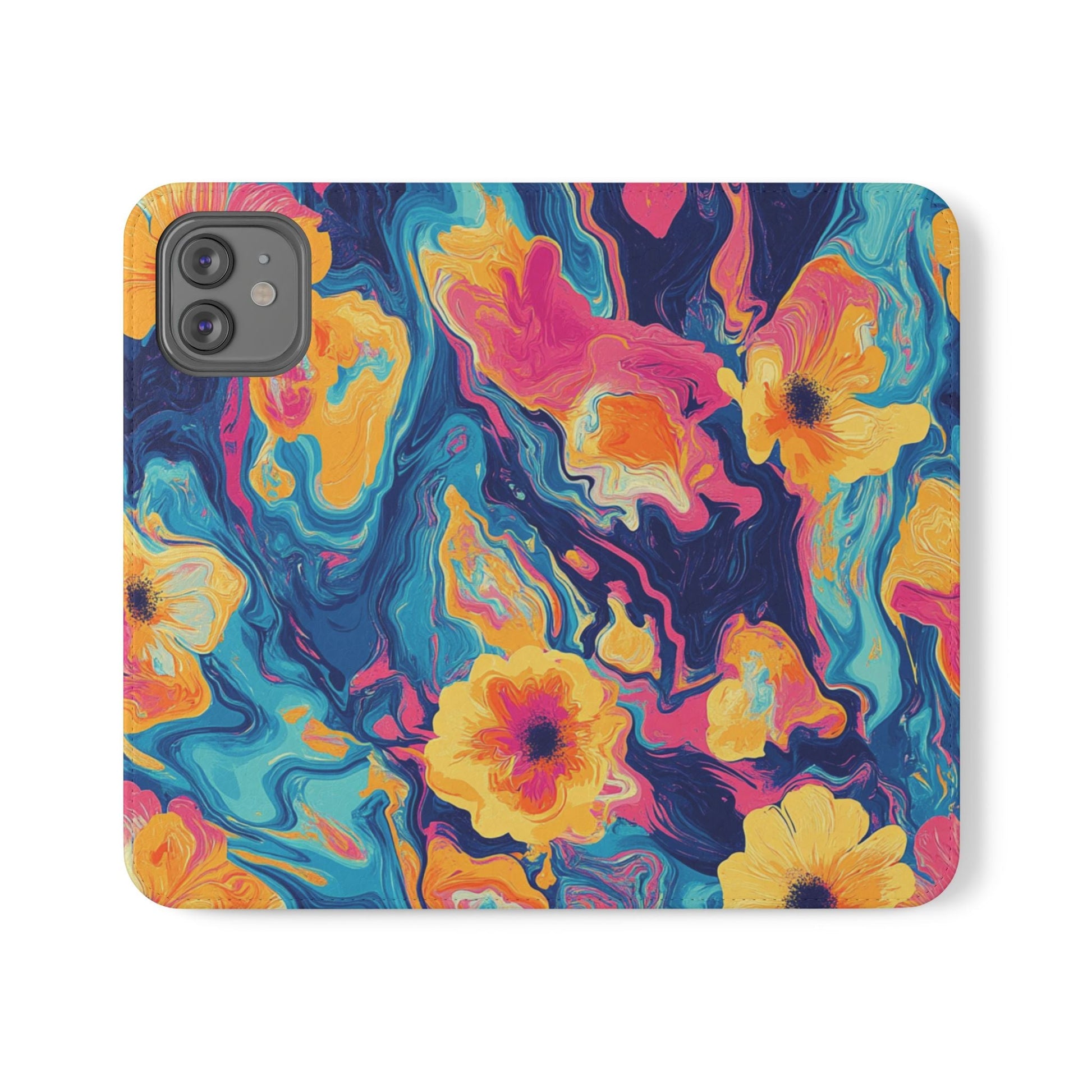 Vibrant Abstract Floral Flip Cases, Artsulli - Art is Long, Life is Short, Phone Case, Size, iPhone 12, , , , , 14462290071242850271