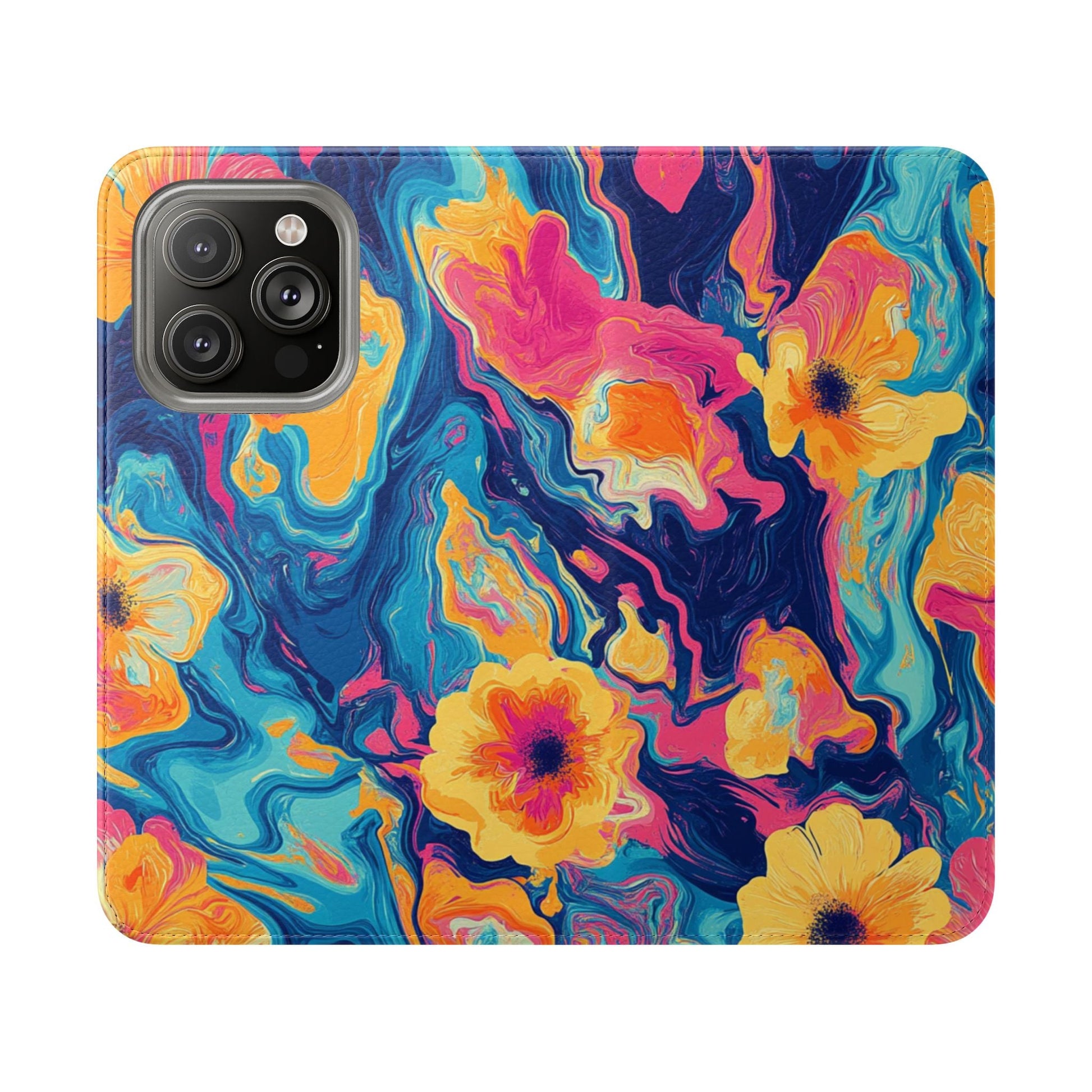 Vibrant Abstract Floral Flip Cases, Artsulli - Art is Long, Life is Short, Phone Case, Size, iPhone 14 Pro, , , , , 88492466653744240037