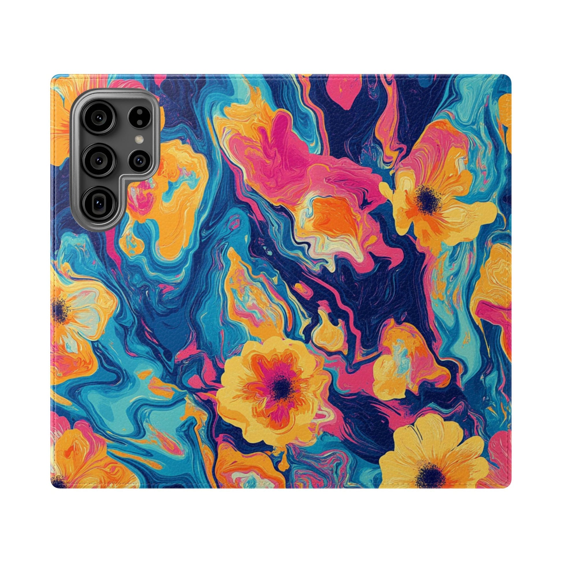 Vibrant Abstract Floral Flip Cases, Artsulli - Art is Long, Life is Short, Phone Case, Size, Samsung Galaxy S23 Ultra, , , , , 20605584321158595222