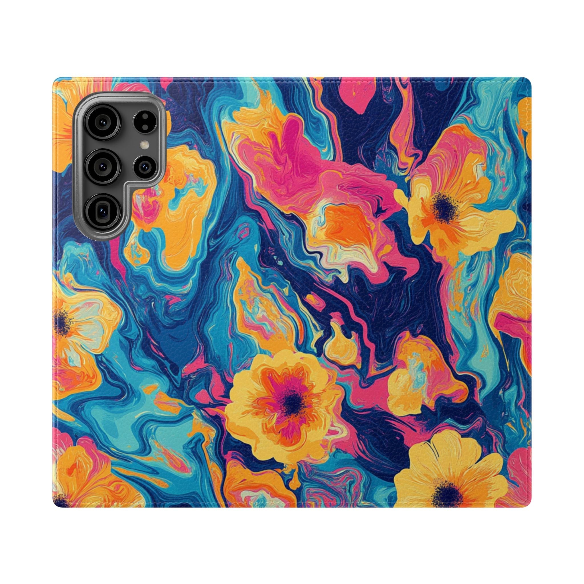 Vibrant Abstract Floral Flip Cases, Artsulli - Art is Long, Life is Short, Phone Case, Size, Samsung Galaxy S23 Ultra, , , , , 20605584321158595222