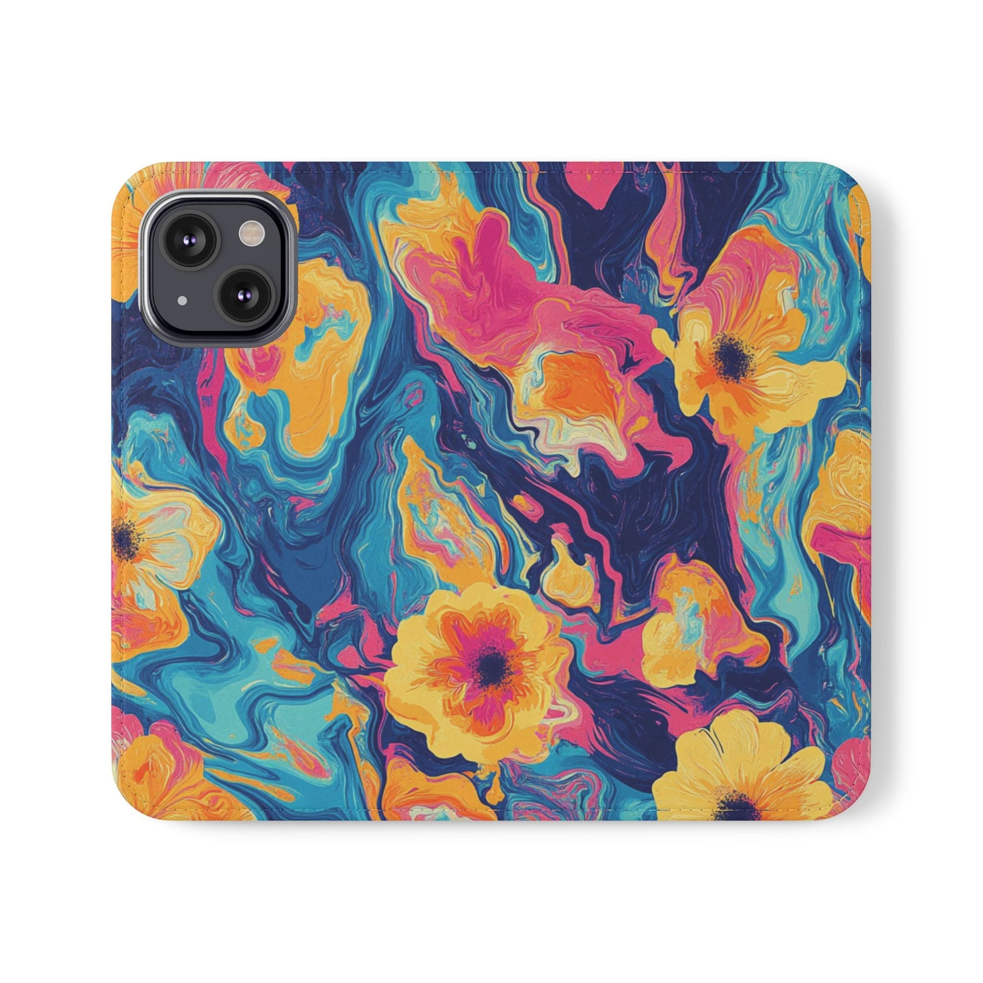 Vibrant Abstract Floral Flip Cases, Artsulli - Art is Long, Life is Short, Phone Case, Size, iPhone 13 Mini, , , , , 22709005394913339474