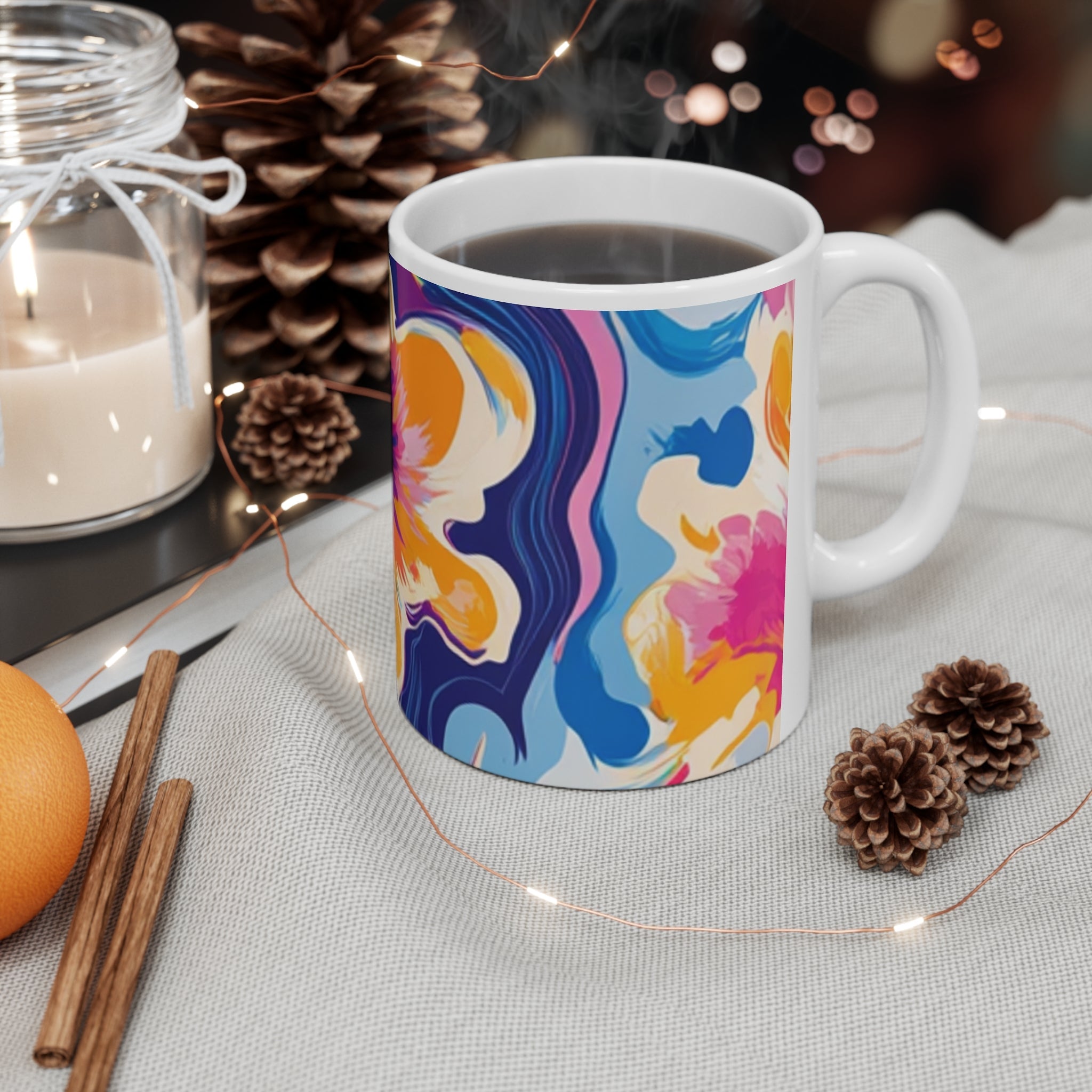 Vibrant Abstract Floral Mug, Artsulli - Art is Long, Life is Short, Mug, , , , , , , 