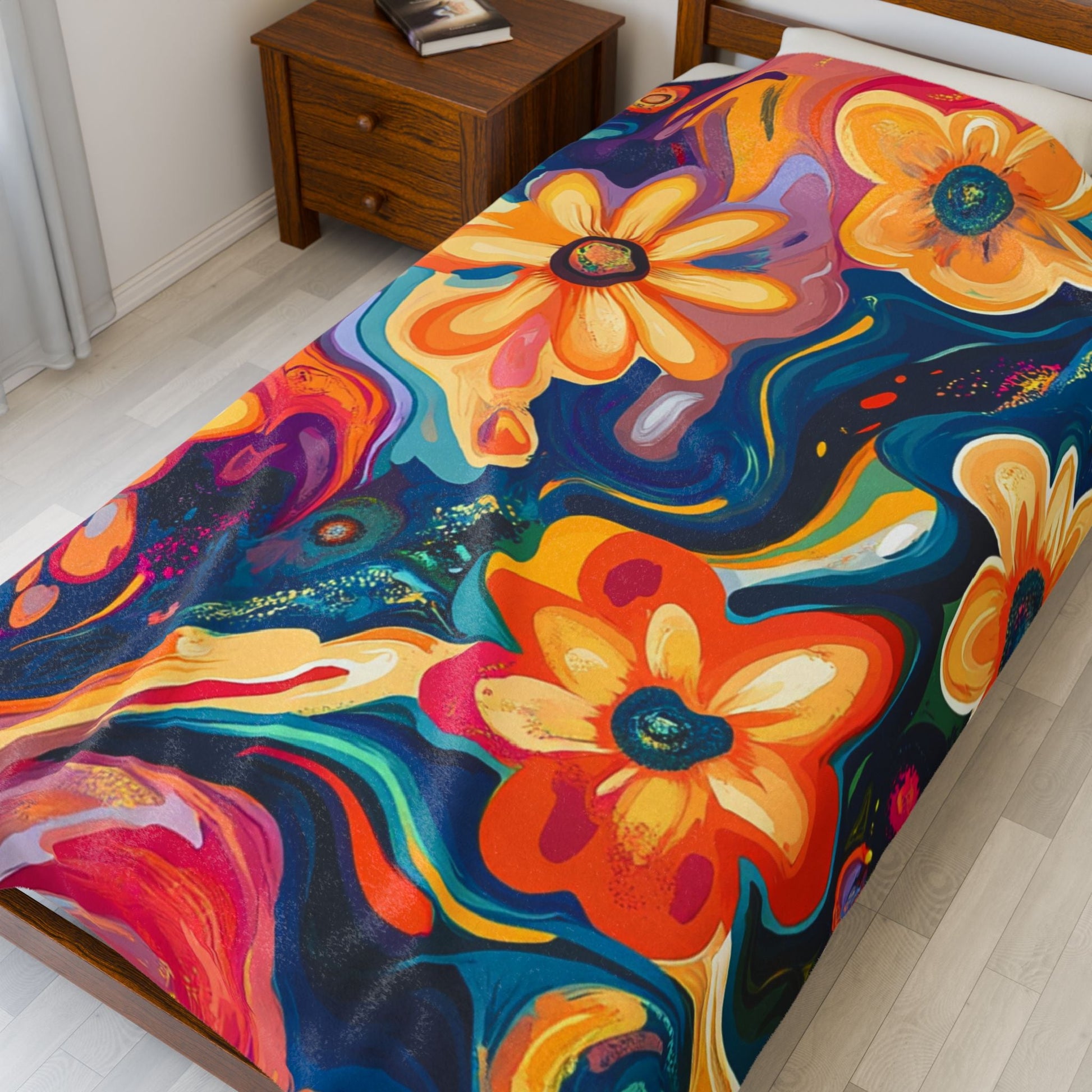 Vibrant Abstract Floral Plush Blanket, Artsulli - Art is Long, Life is Short, All Over Prints, , , , , , , 