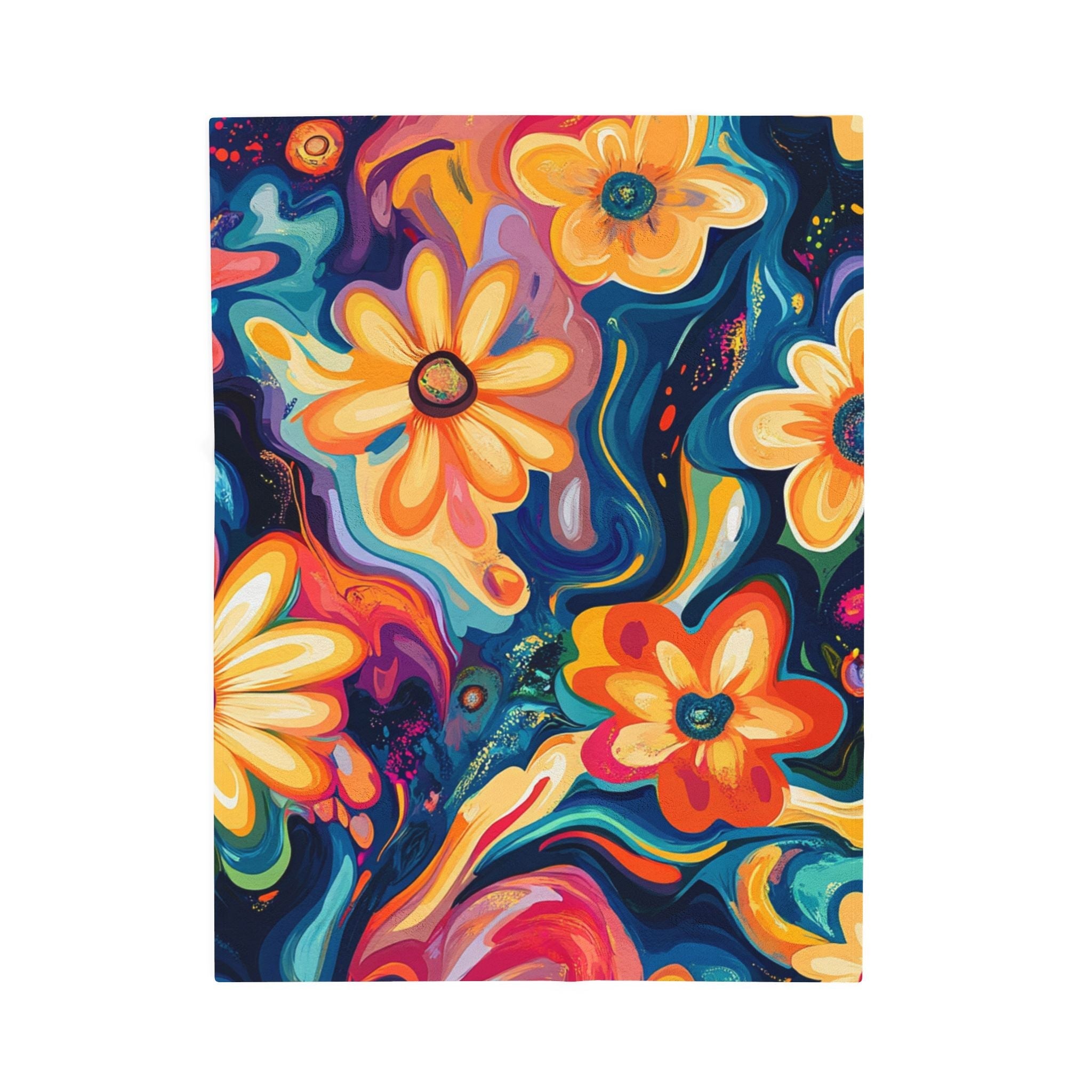Vibrant Abstract Floral Plush Blanket, Artsulli - Art is Long, Life is Short, All Over Prints, Size, 30" × 40", , , , , 26857712949088647628