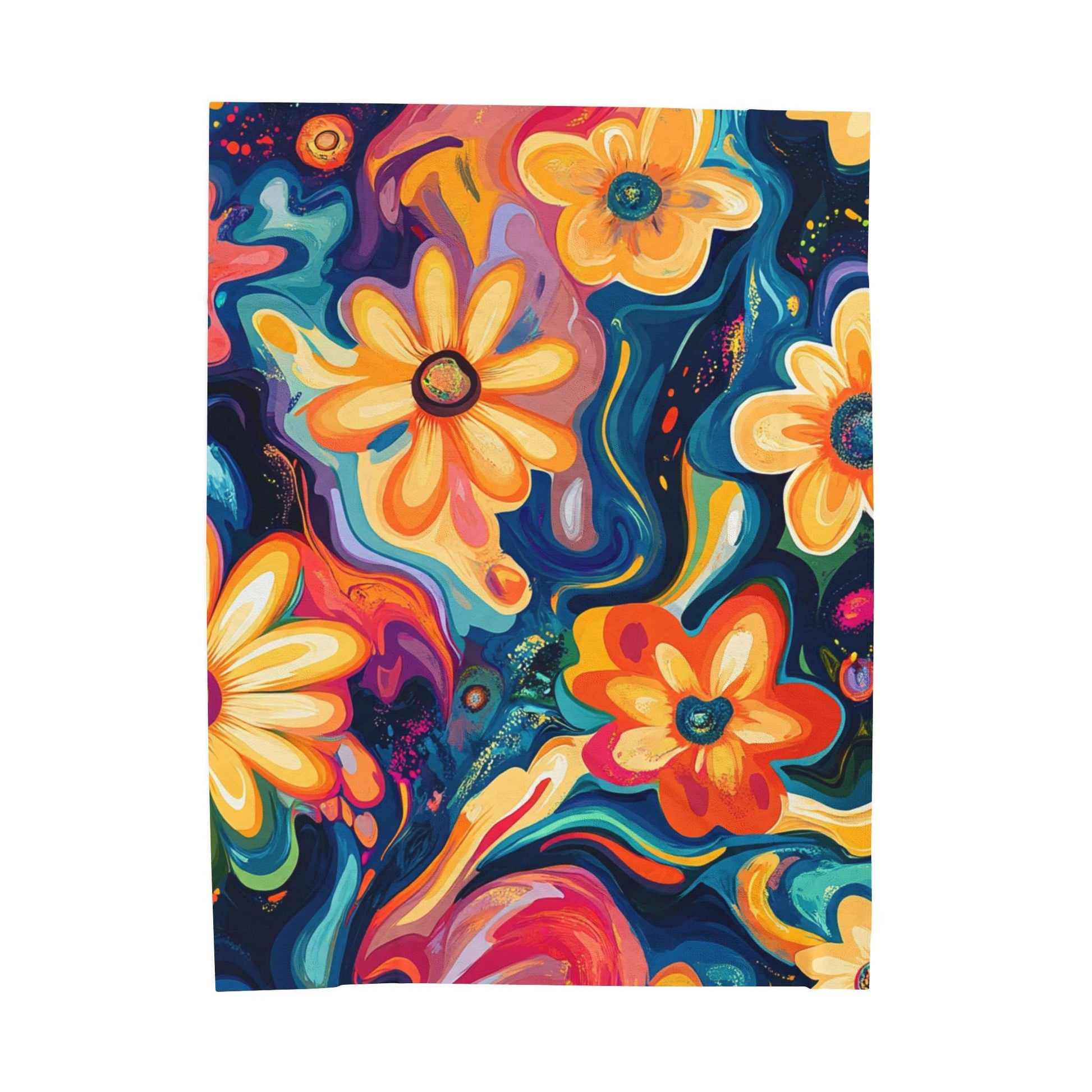 Vibrant Abstract Floral Plush Blanket, Artsulli - Art is Long, Life is Short, All Over Prints, Size, 60" × 80", , , , , 28632169175370673577