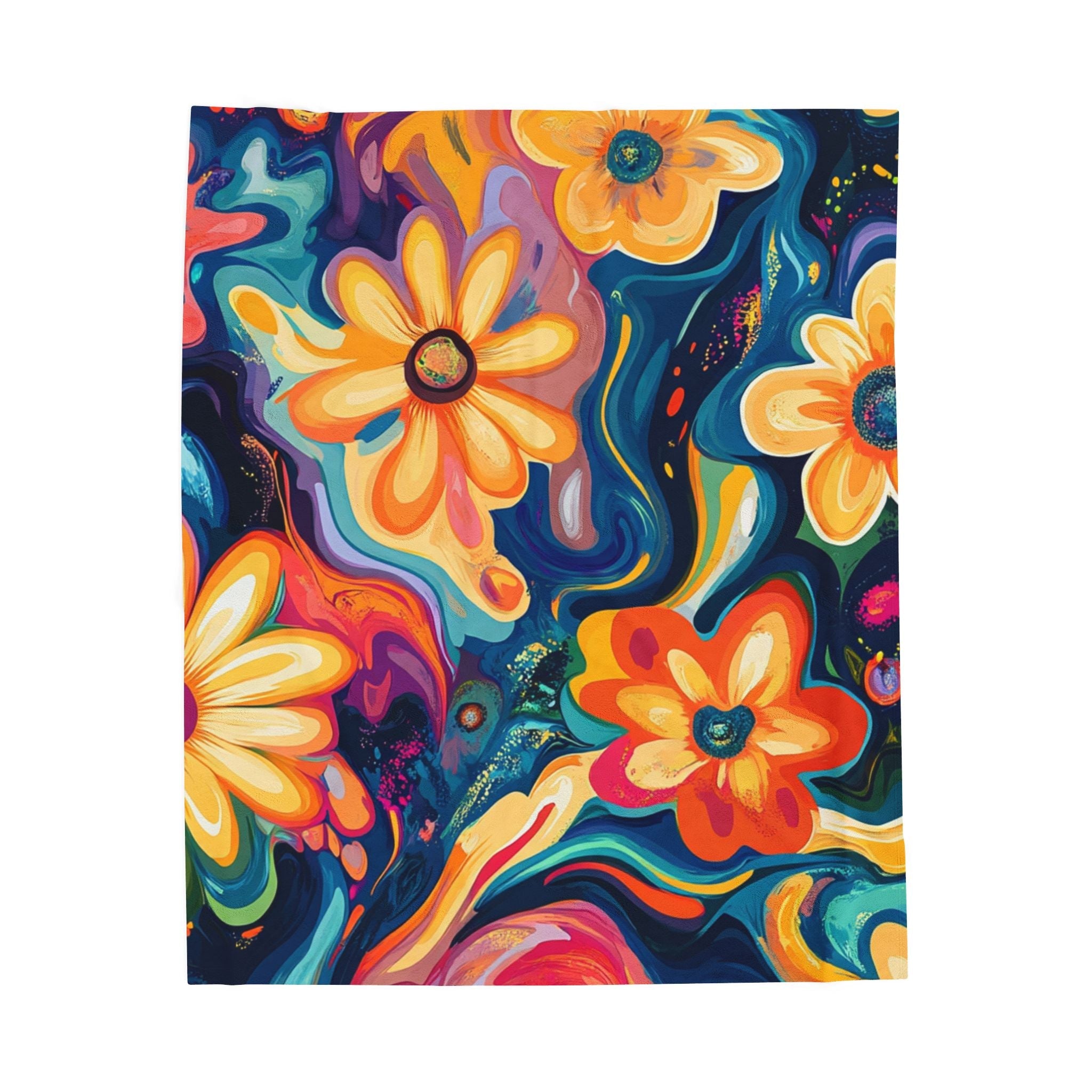 Vibrant Abstract Floral Plush Blanket, Artsulli - Art is Long, Life is Short, All Over Prints, Size, 50" × 60", , , , , 17764251440562235262