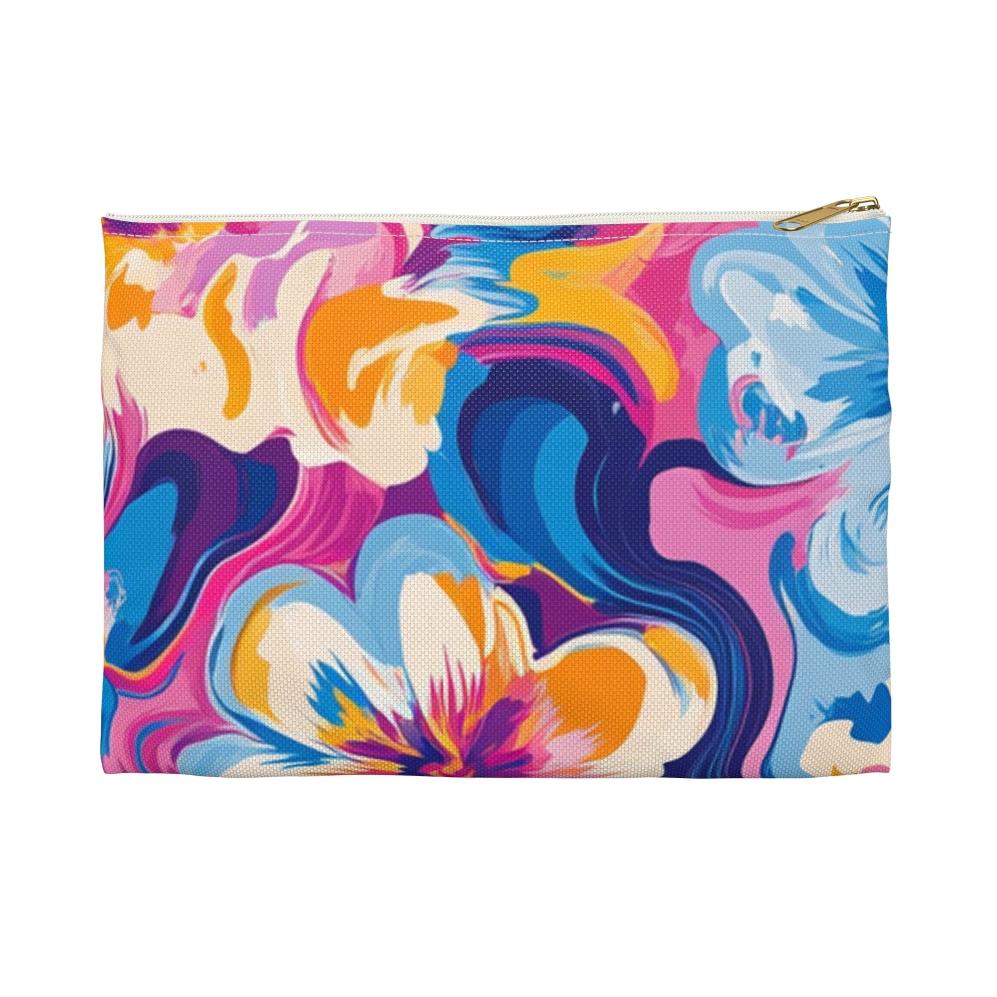 Vibrant Abstract Floral Pouch, Artsulli - Art is Long, Life is Short, Bags, Size, Small, Color, White zipper, , , 11629578171268902565