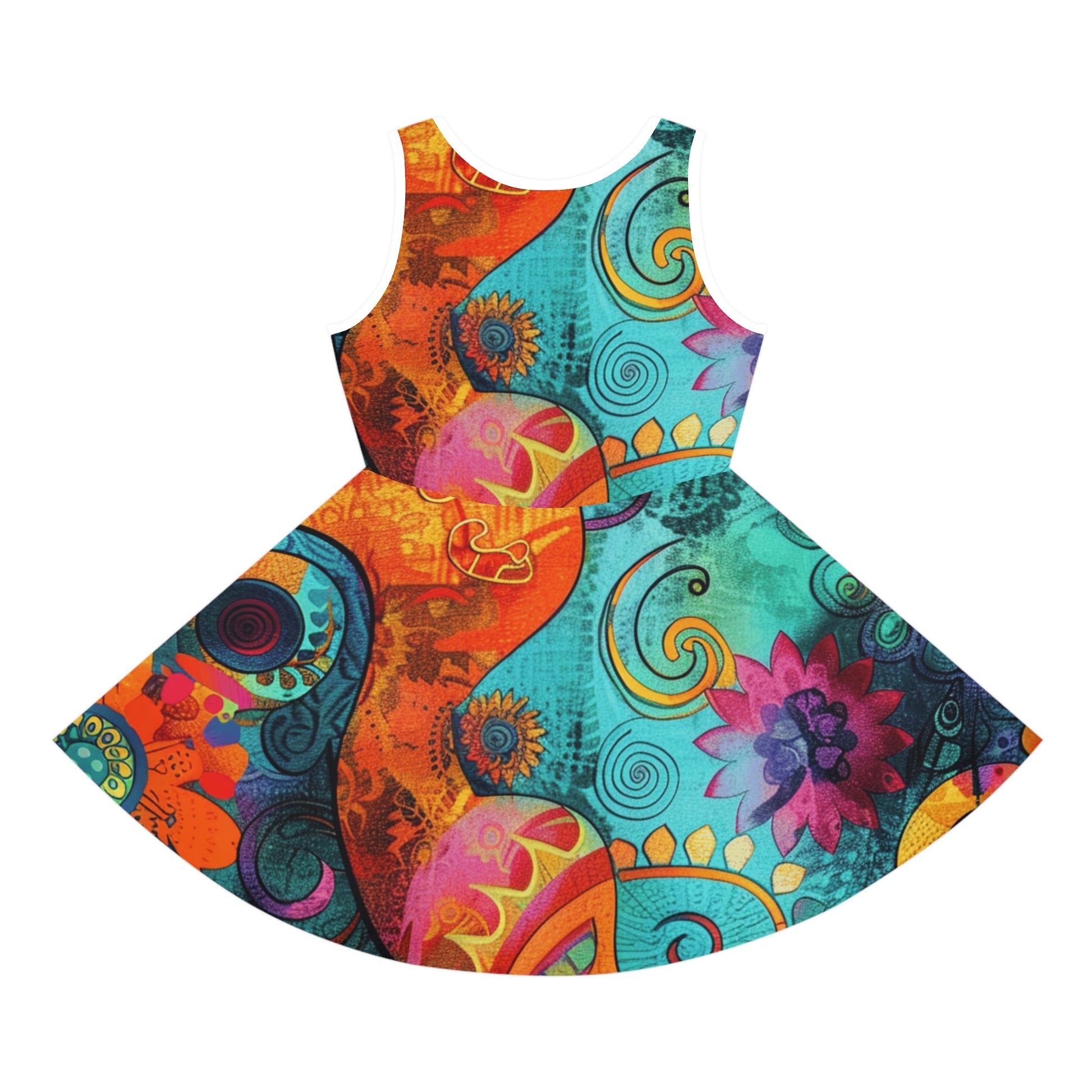 Printify Vibrant Abstract Floral Skater Dress 2025