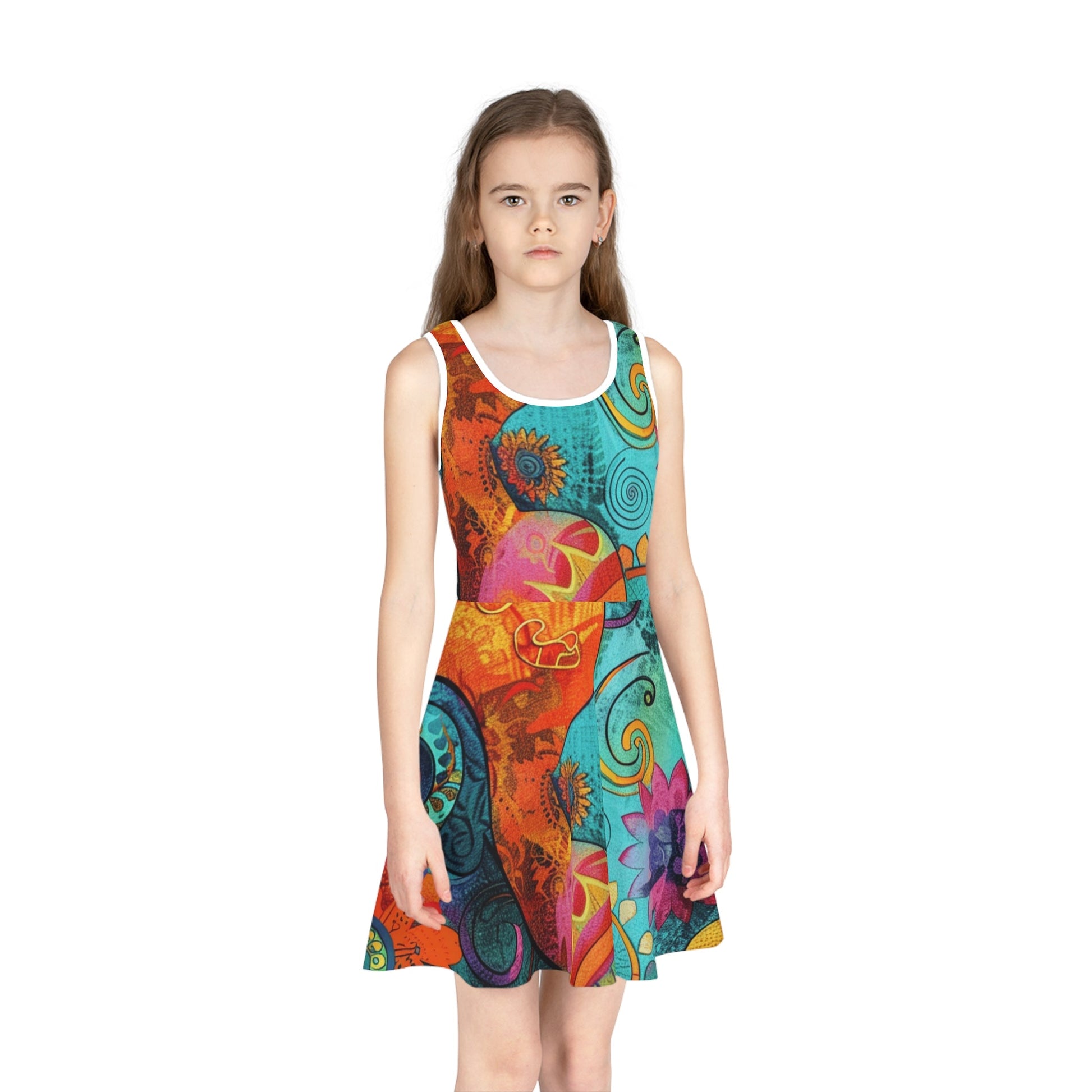 Printify Vibrant Abstract Floral Skater Dress 2025