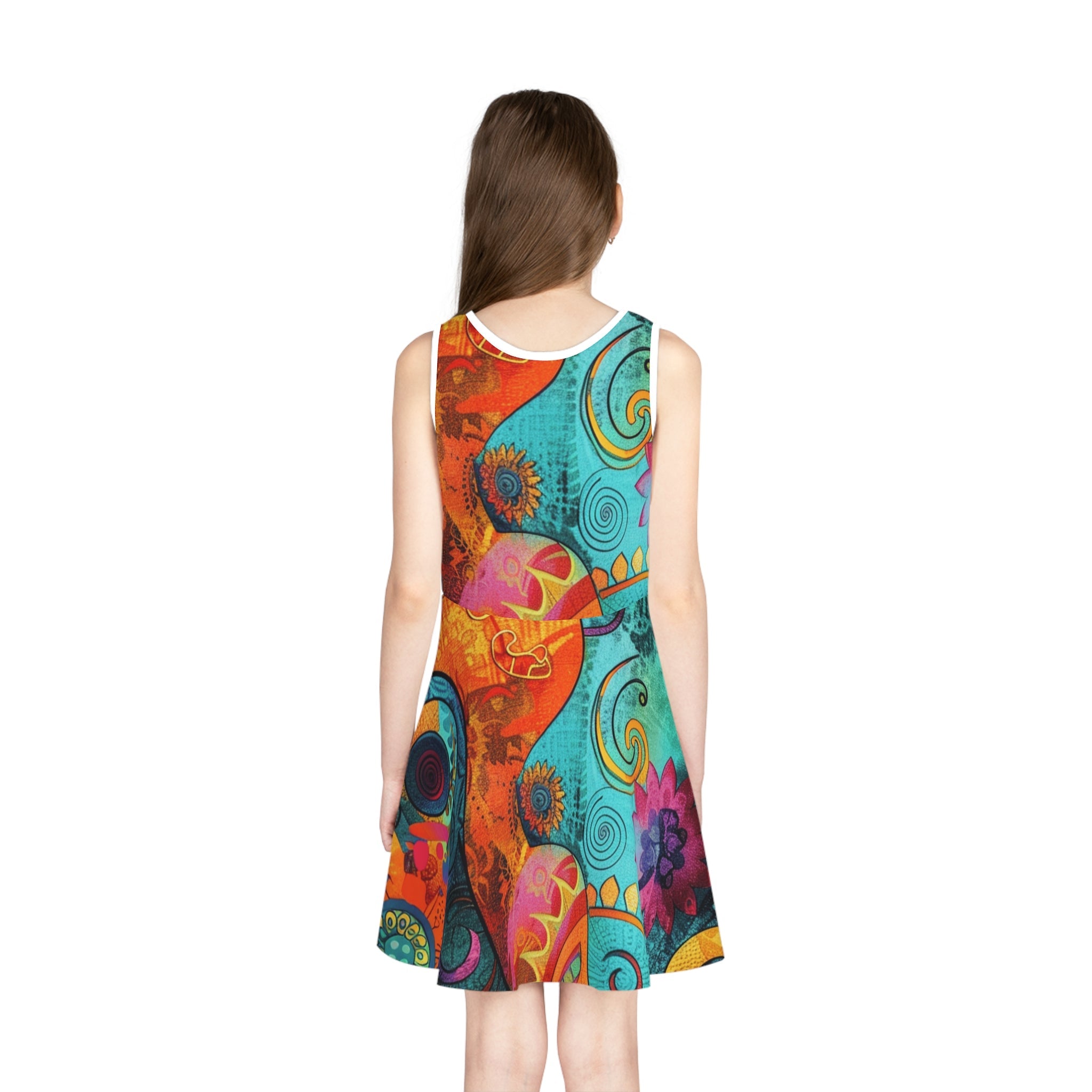 Printify Vibrant Abstract Floral Skater Dress 2025